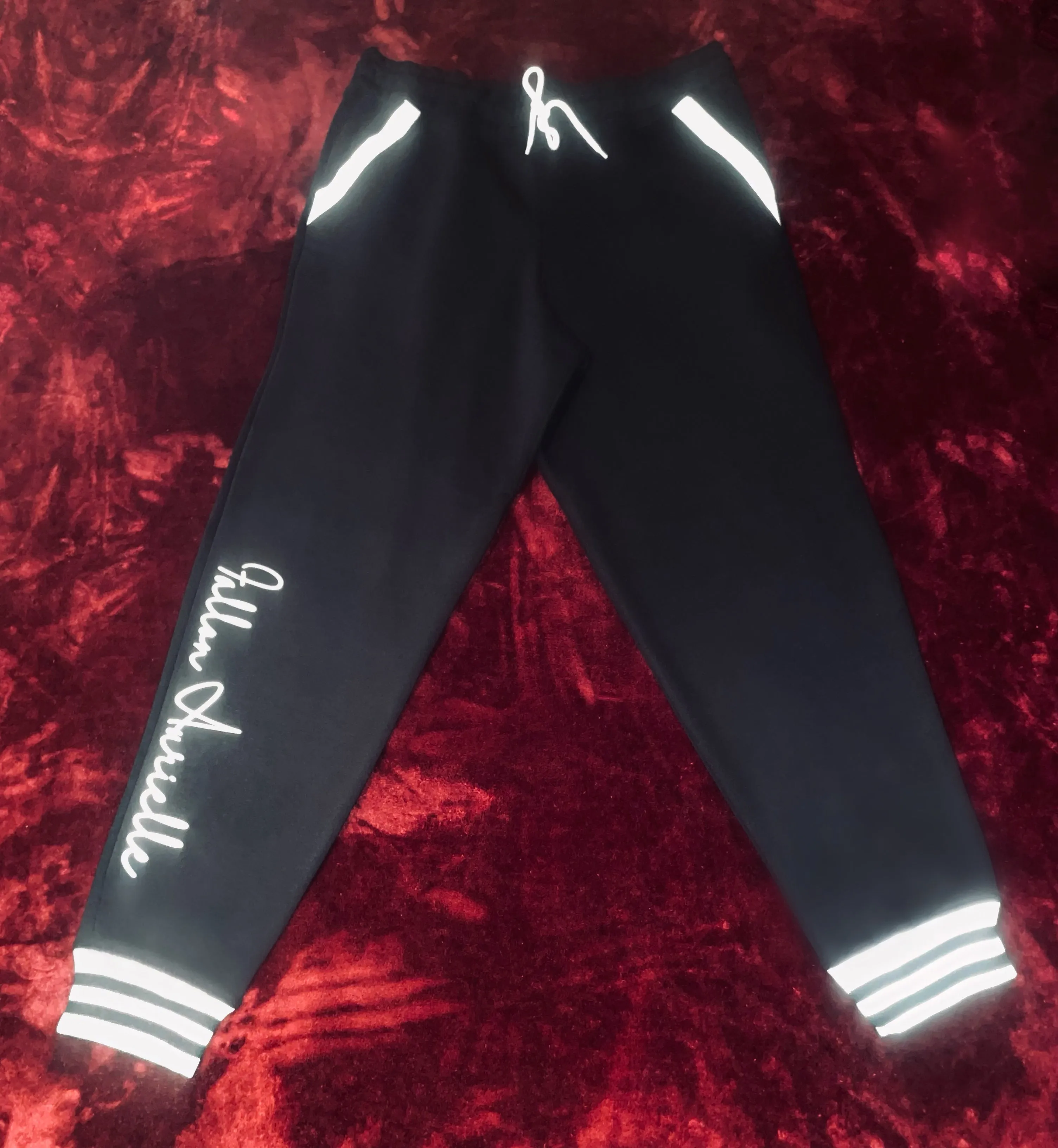 Fallon Aurielle Unisex Signature Sagittarius Logo & Name Zodiac Jacket Jogging Set (Black, Metallic Silver & Cream)