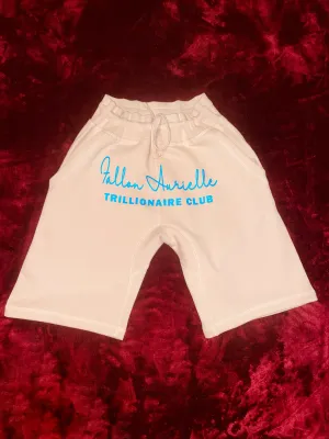Fallon Aurielle Unisex Signature Trillionaire Club Shorts (Tan & Powder Blue)