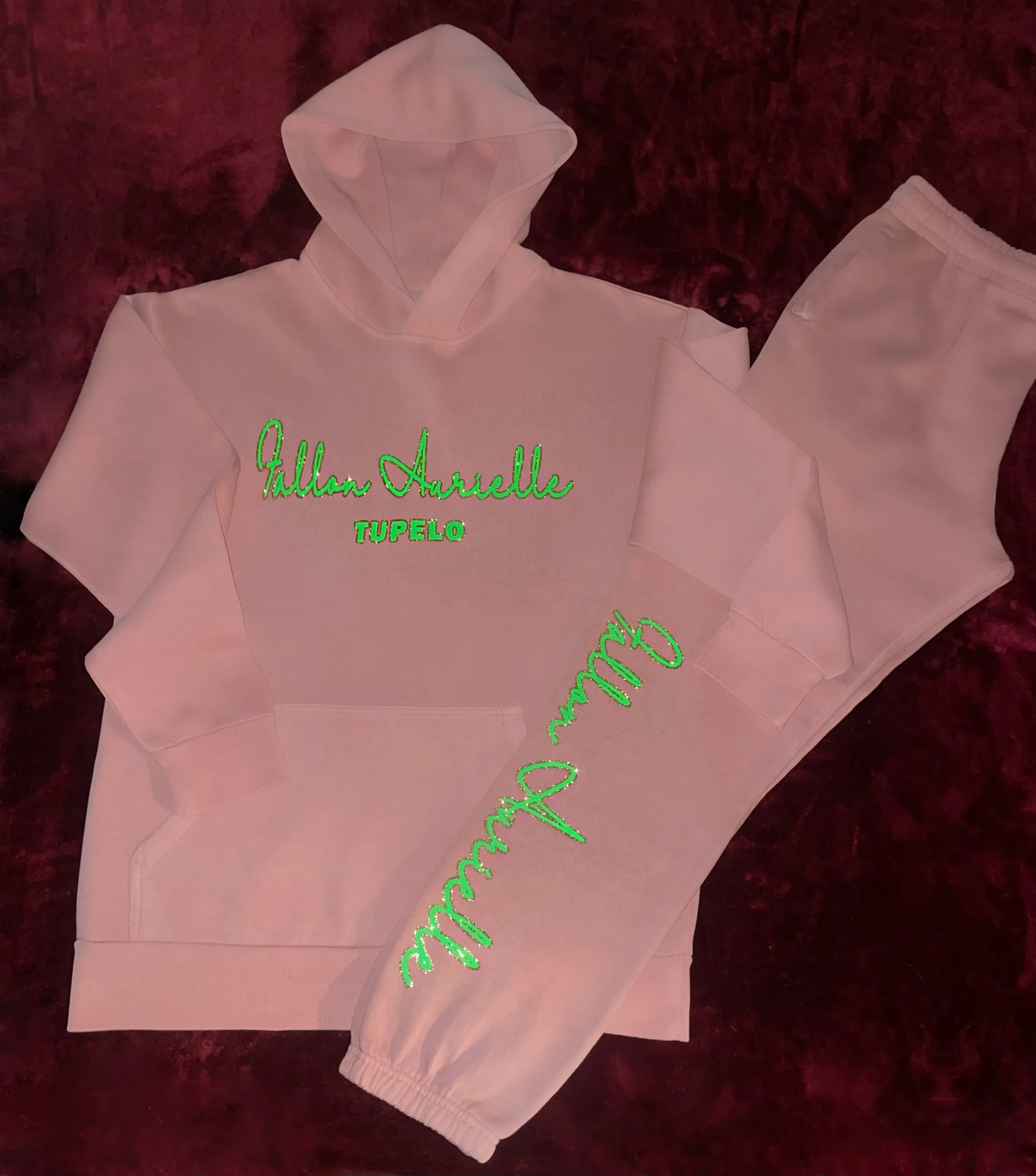 Fallon Aurielle Unisex Signature Tupelo Rep Yo Set Jogging Set (Peach, Lime Green & Gold)