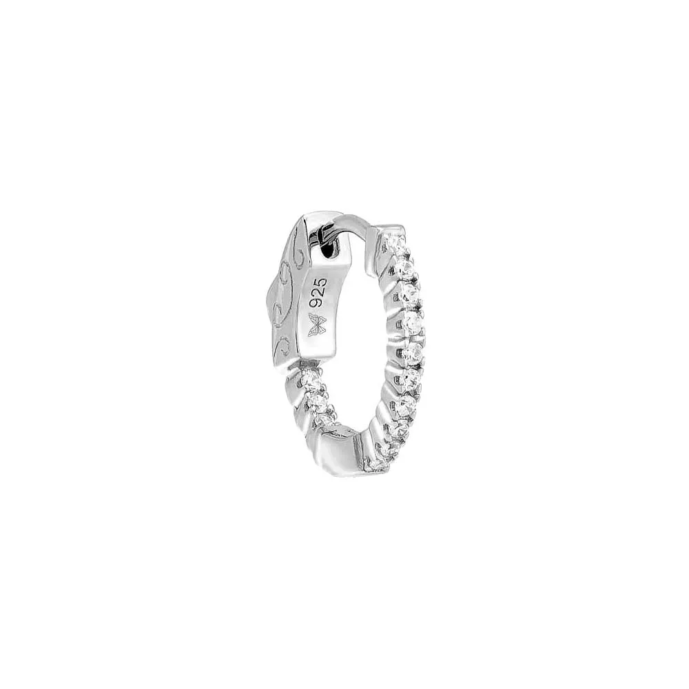 Fancy Pavé CZ Round Huggie Earring