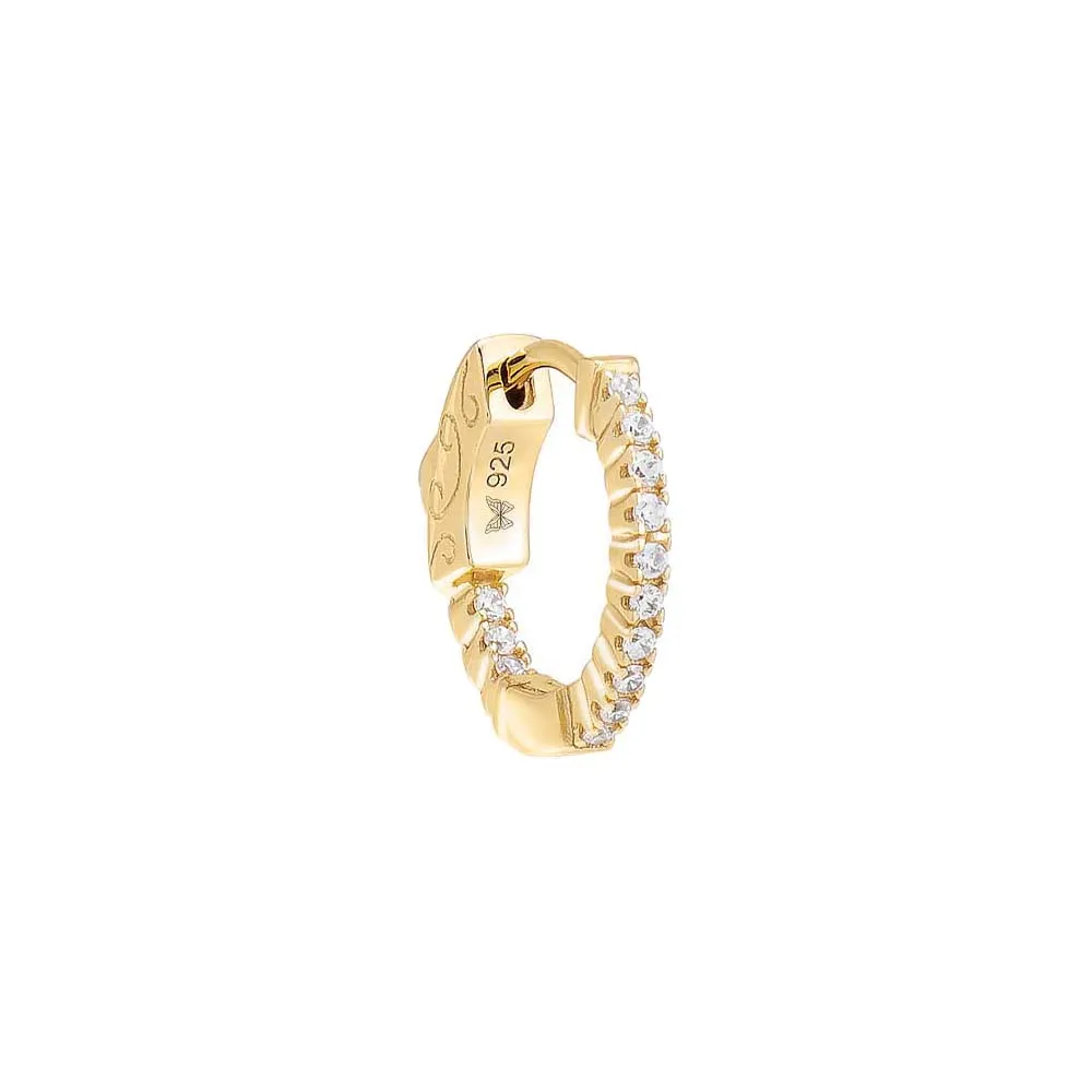 Fancy Pavé CZ Round Huggie Earring