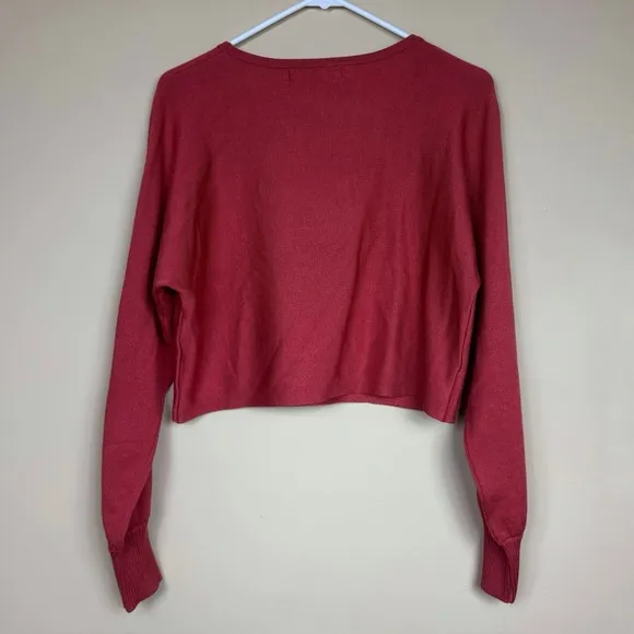 Fashion Elegant Puff Sleeve Knit Skirt Set in Rust Size Small