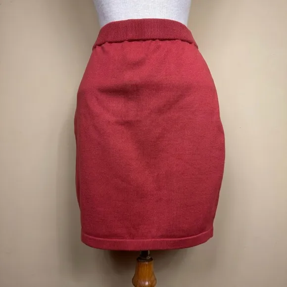 Fashion Elegant Puff Sleeve Knit Skirt Set in Rust Size Small