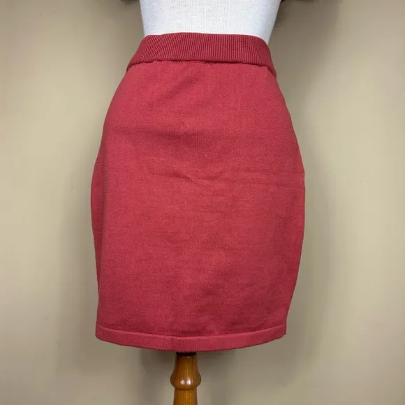 Fashion Elegant Puff Sleeve Knit Skirt Set in Rust Size Small