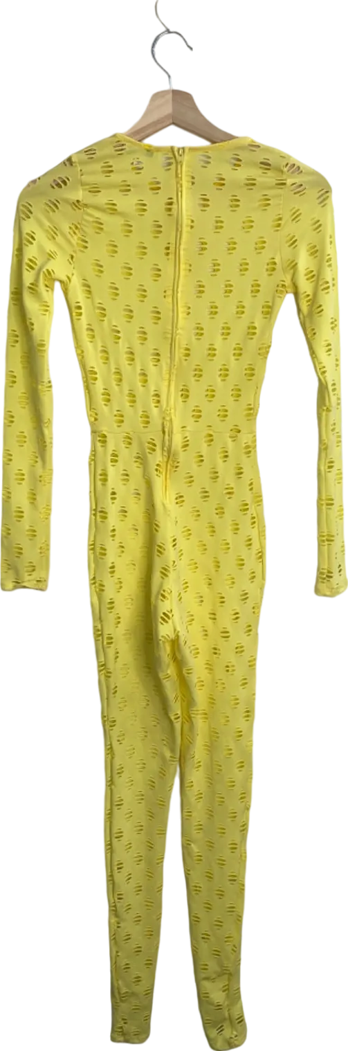 Fashion Nova Yellow Cut-Out Detail Jumpsuit XS