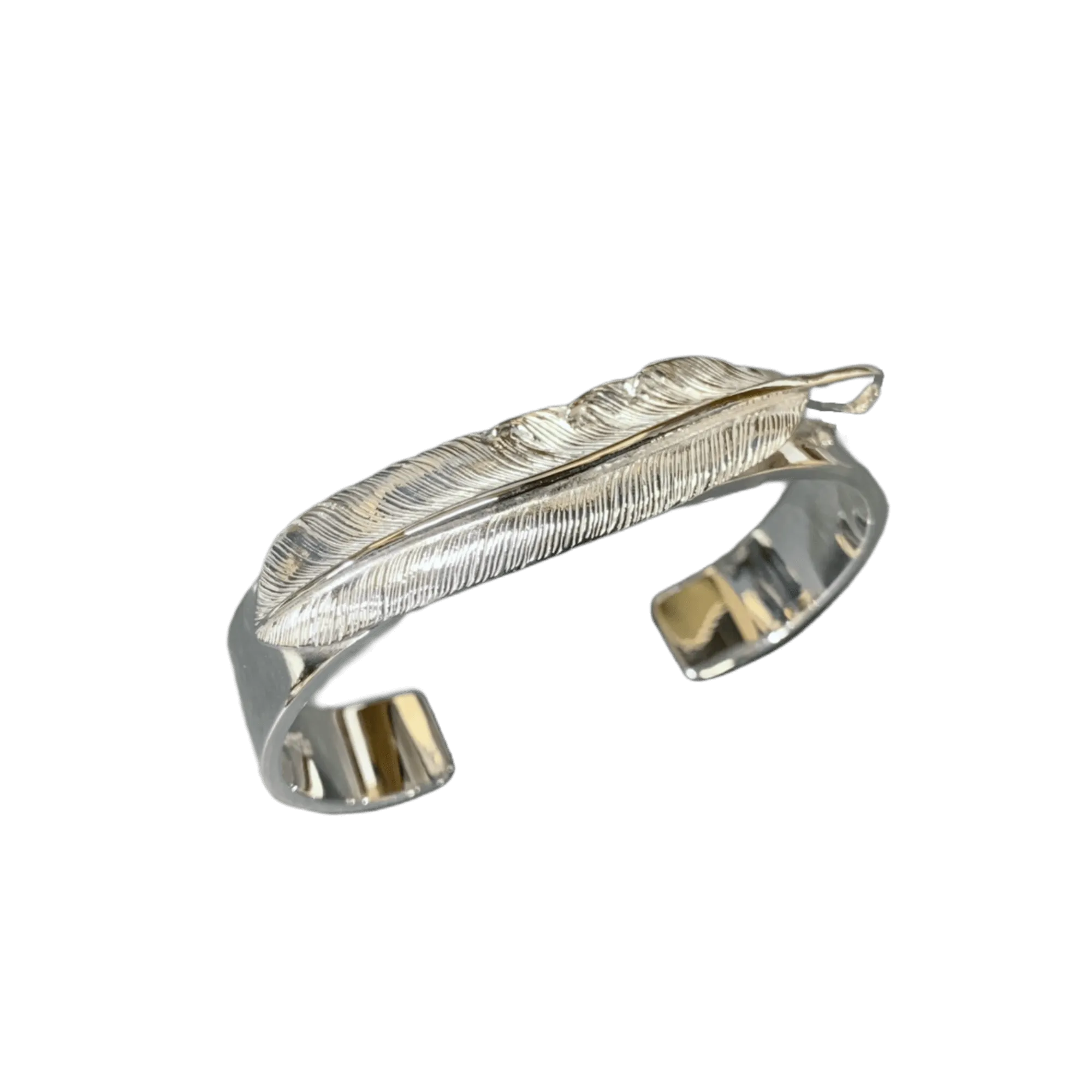 First Arrow's Flat Hammered 12mm Bangle with Feather