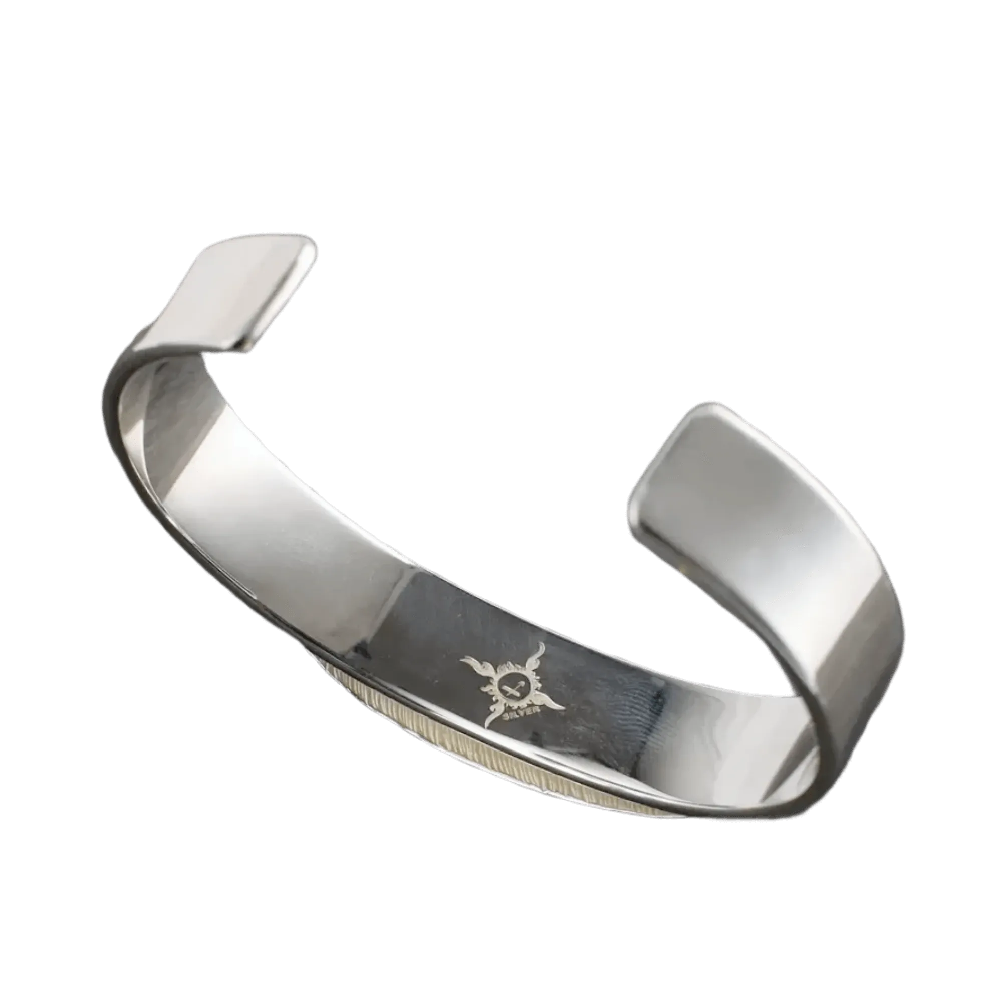 First Arrow's Flat Hammered 12mm Bangle with Feather