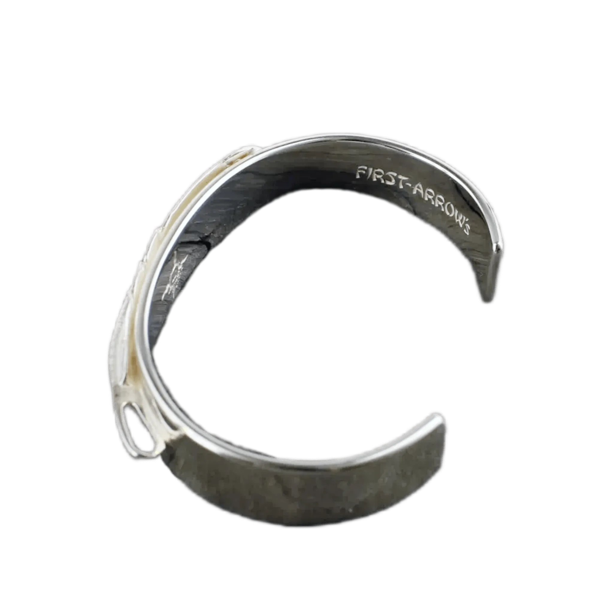 First Arrow's Flat Hammered 12mm Bangle with Feather