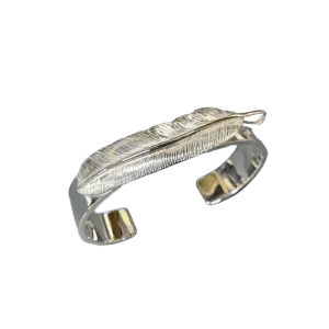 First Arrow's Flat Hammered 12mm Bangle with Feather