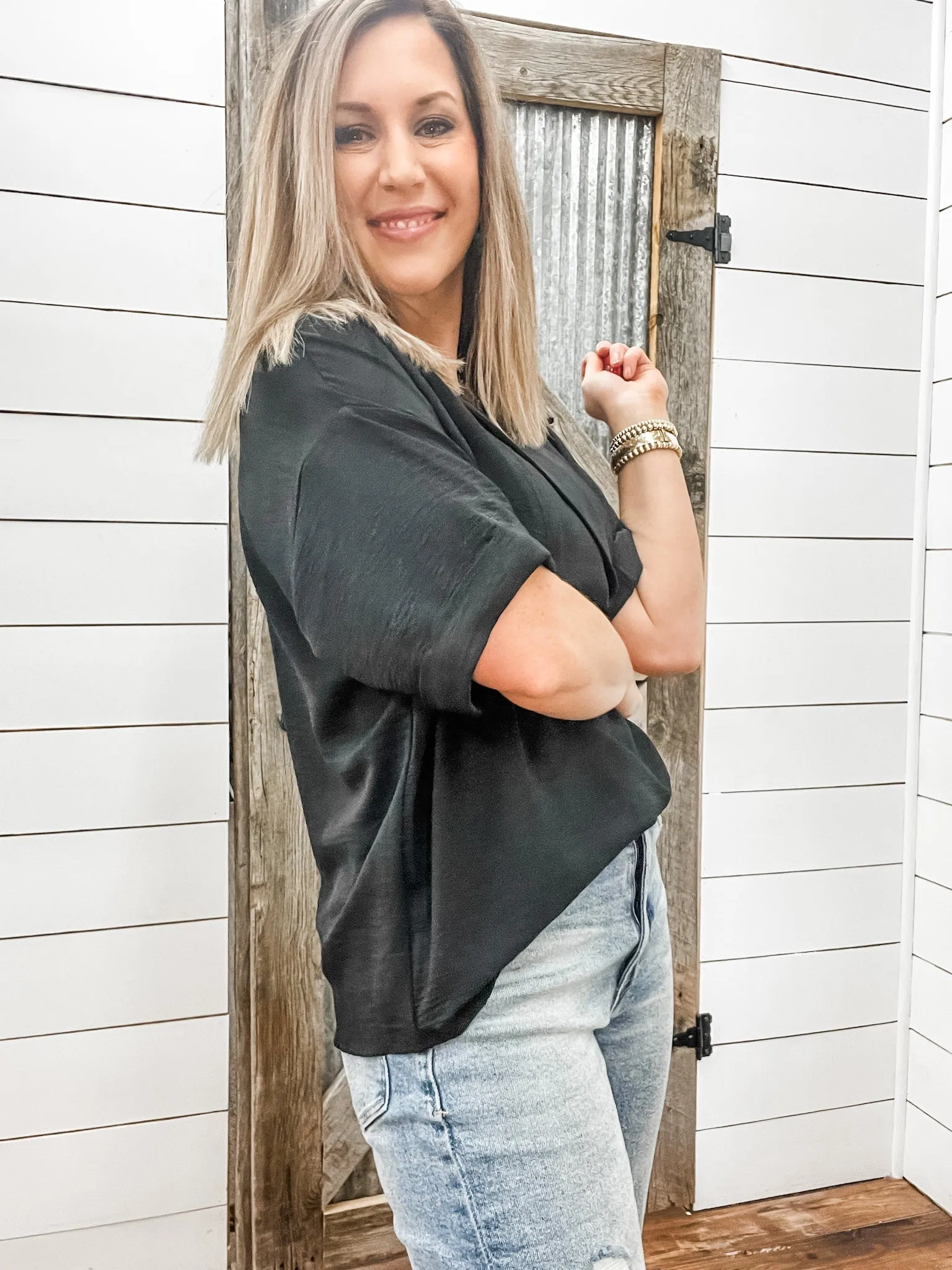 Flowy Popover Shirt Black