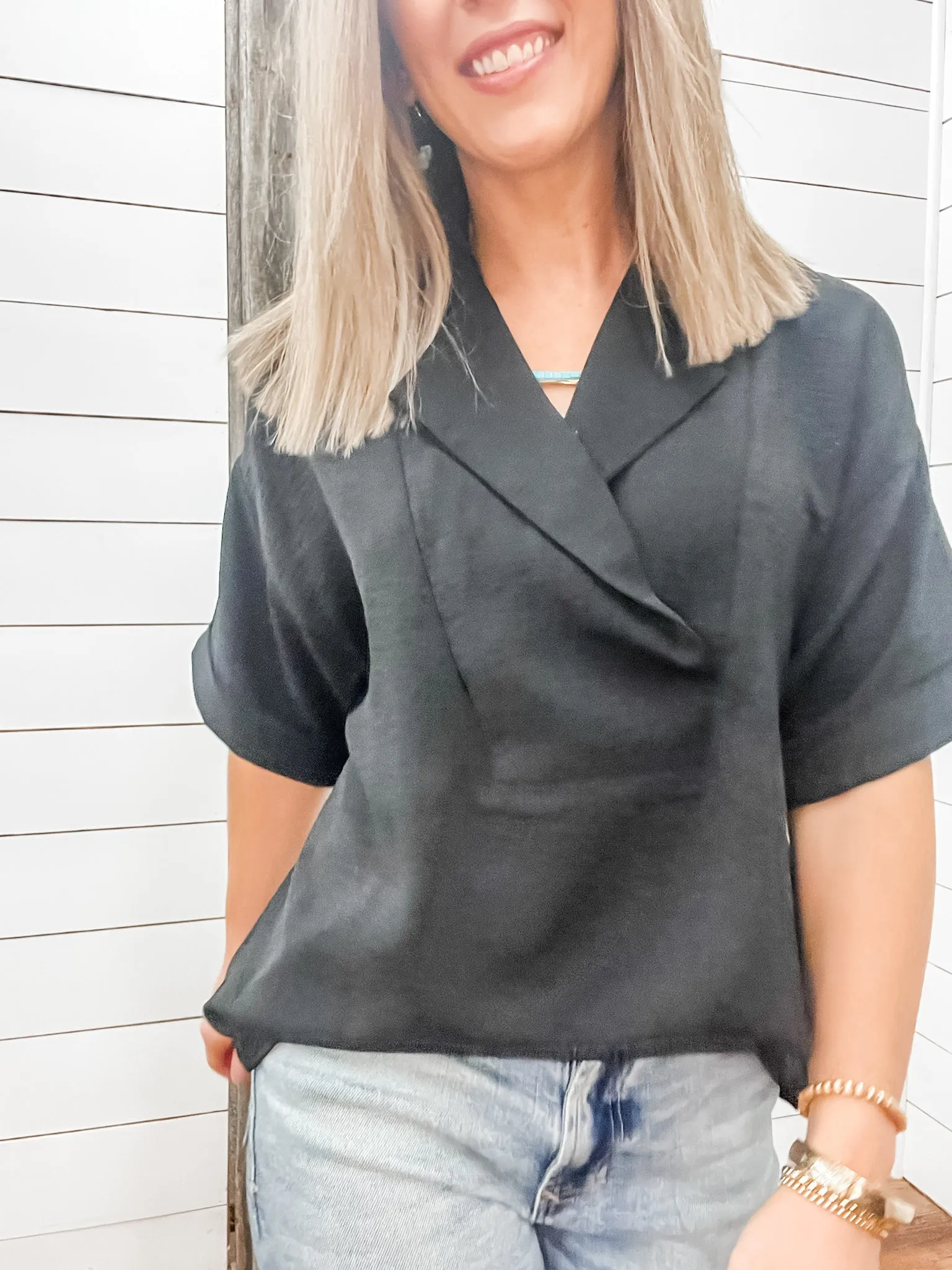 Flowy Popover Shirt Black