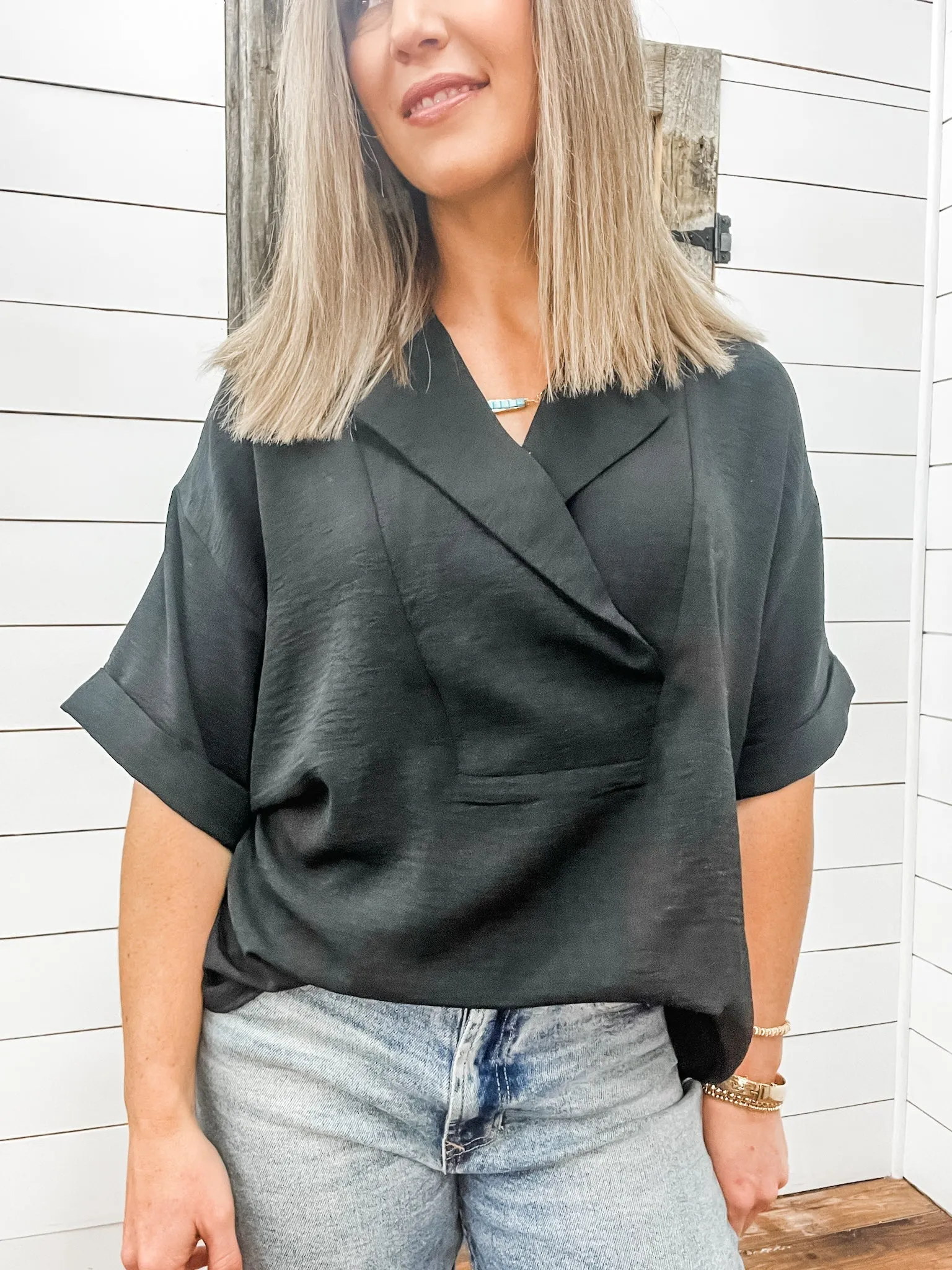 Flowy Popover Shirt Black