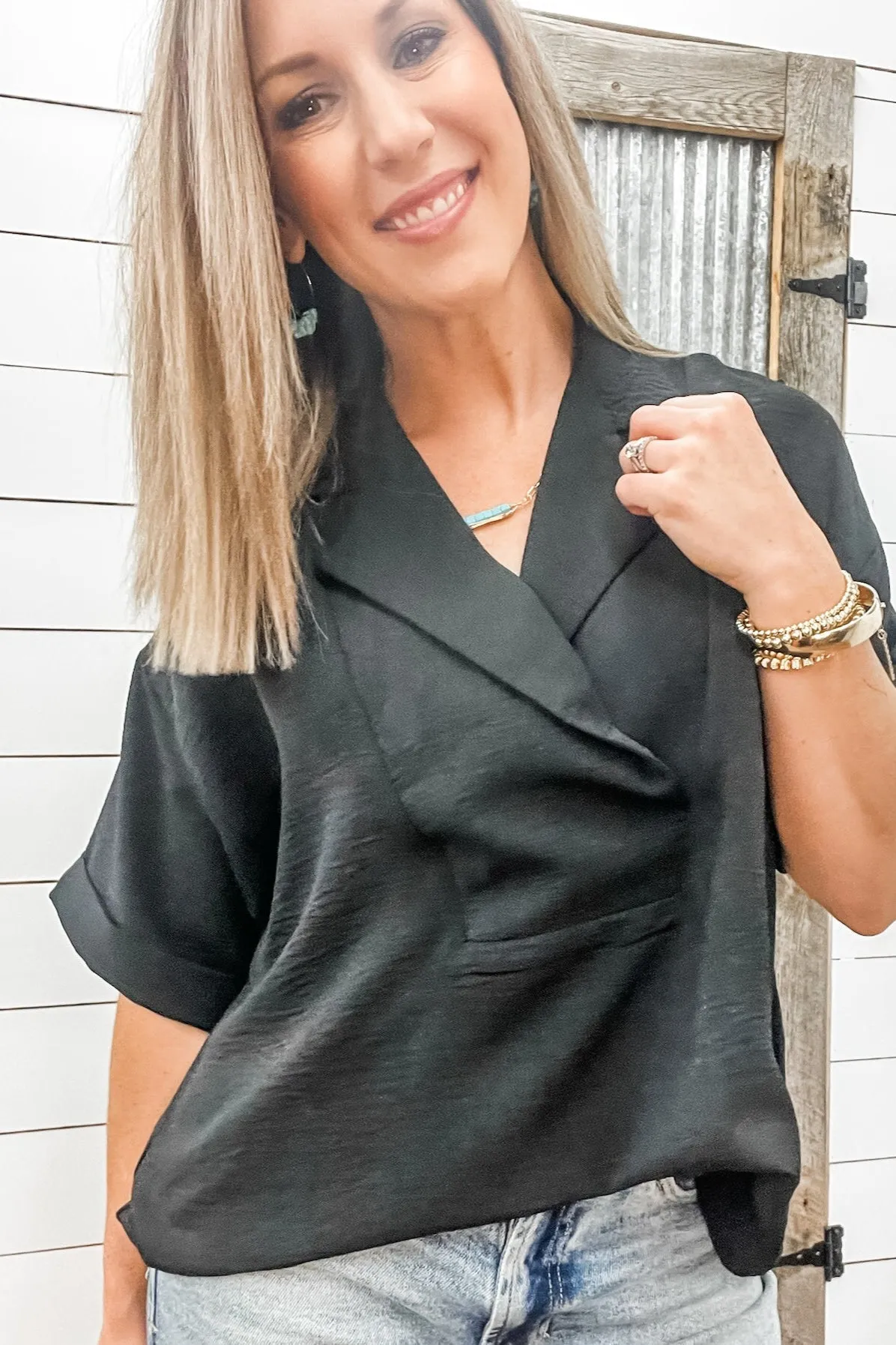 Flowy Popover Shirt Black