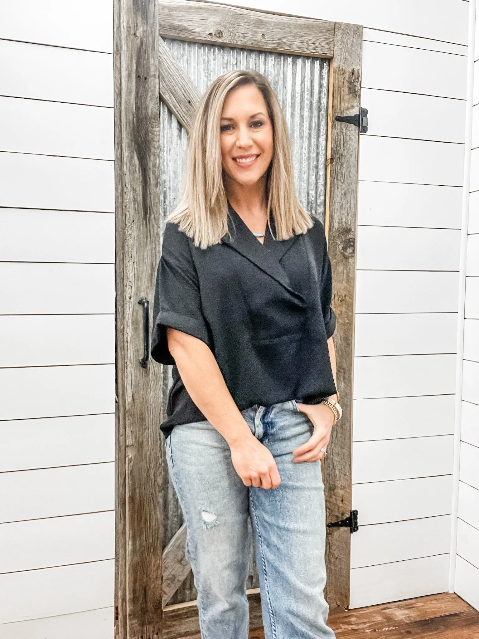 Flowy Popover Shirt Black