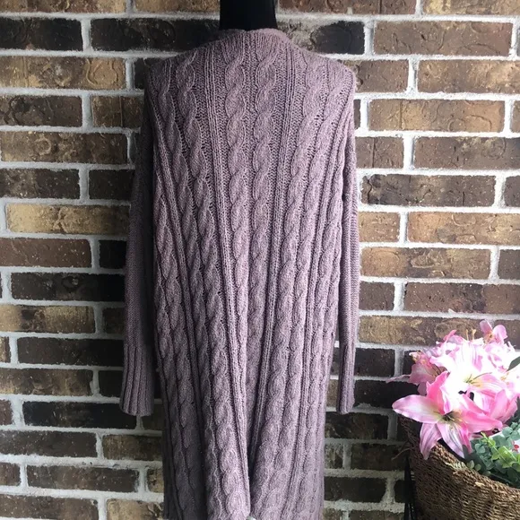 Free People Easy V Cable Mushroom Sweater