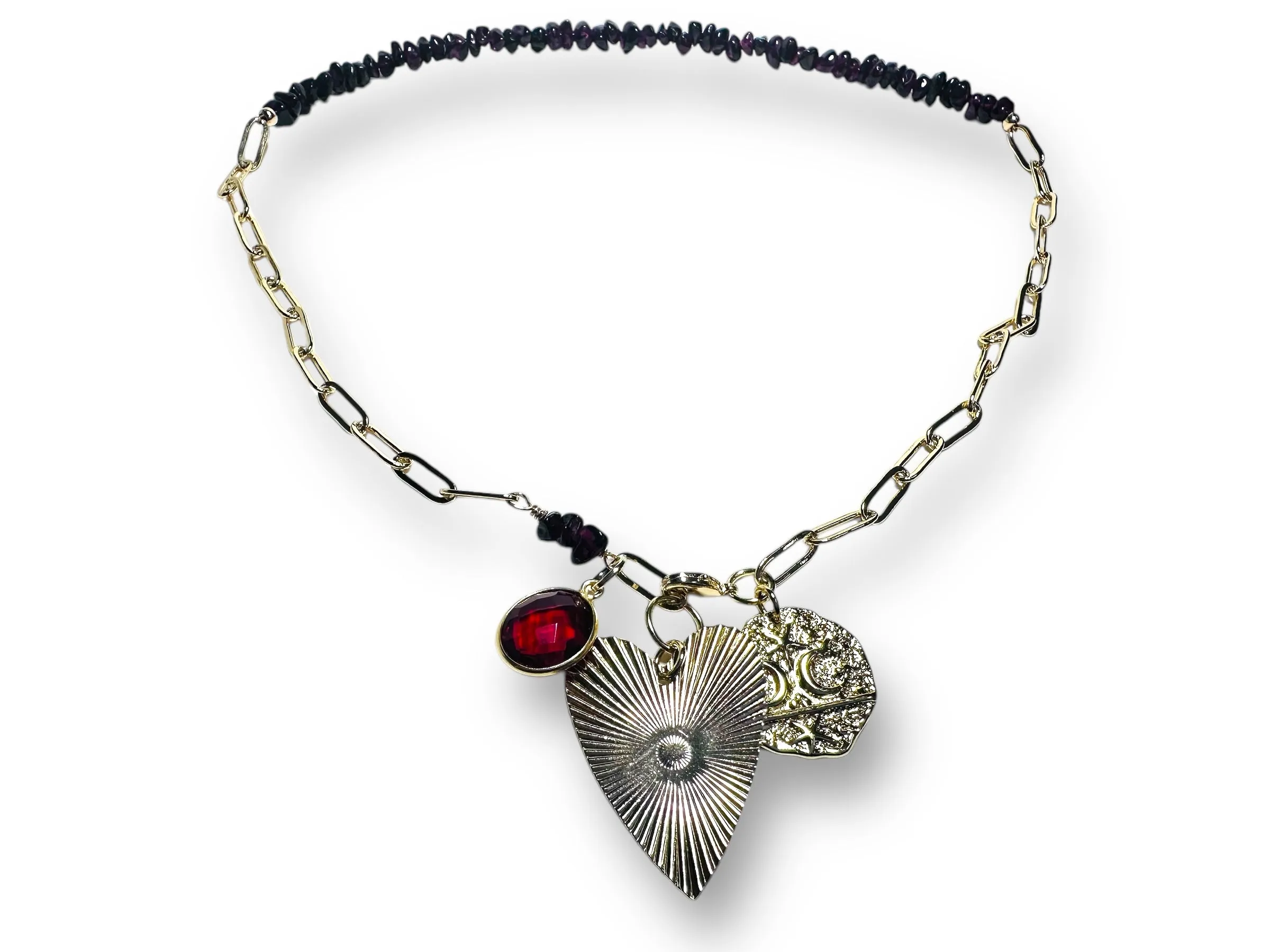 Garnet Charm Necklace