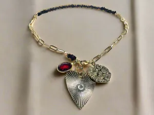 Garnet Charm Necklace