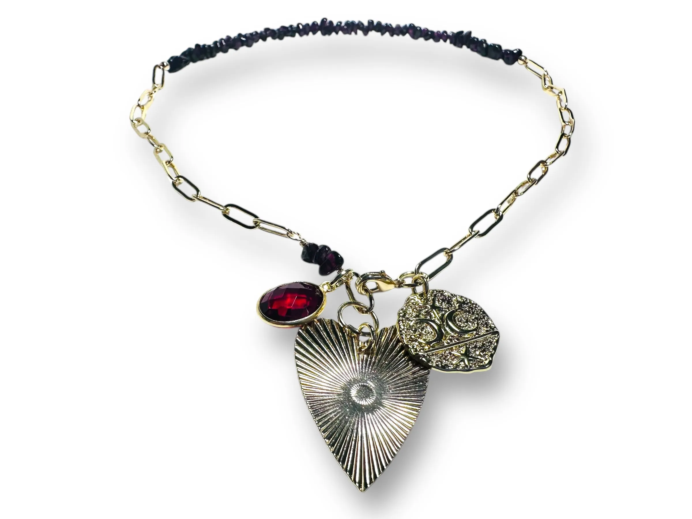 Garnet Charm Necklace