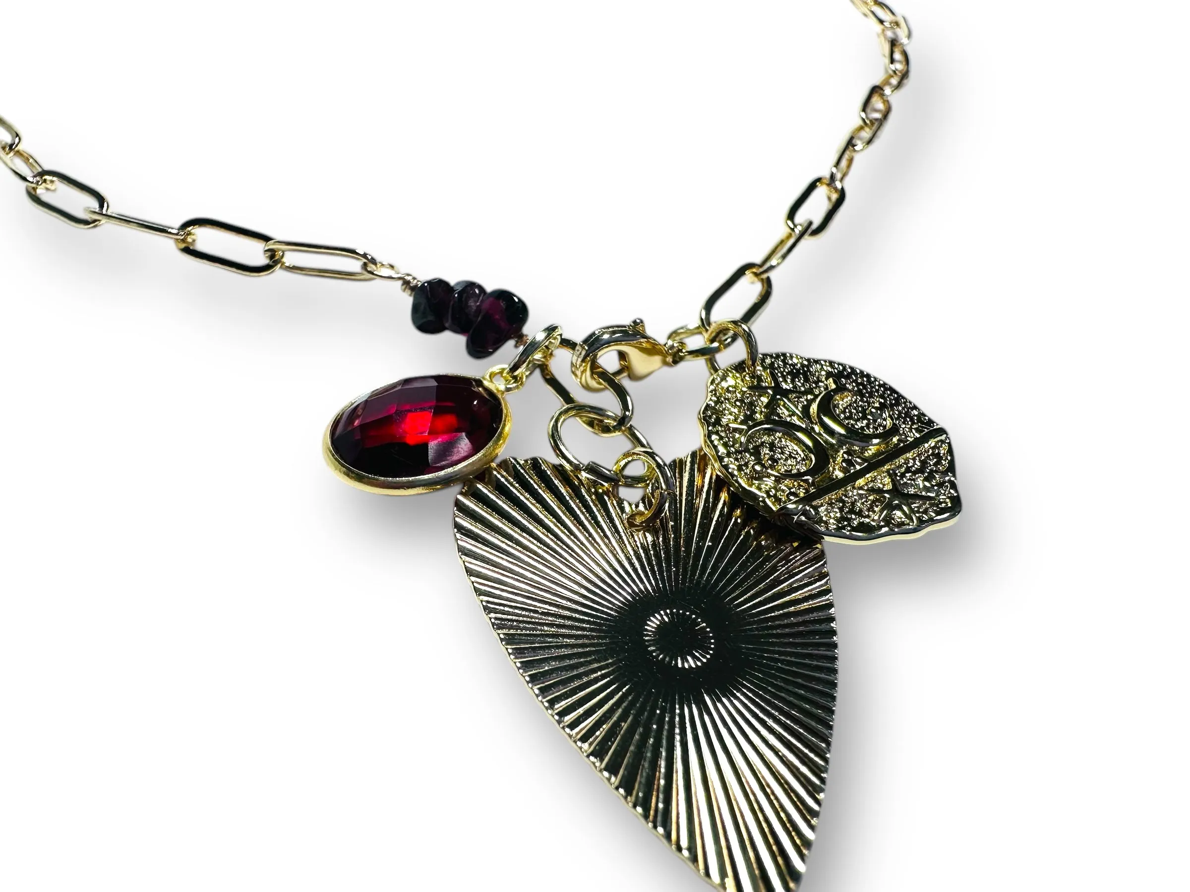Garnet Charm Necklace