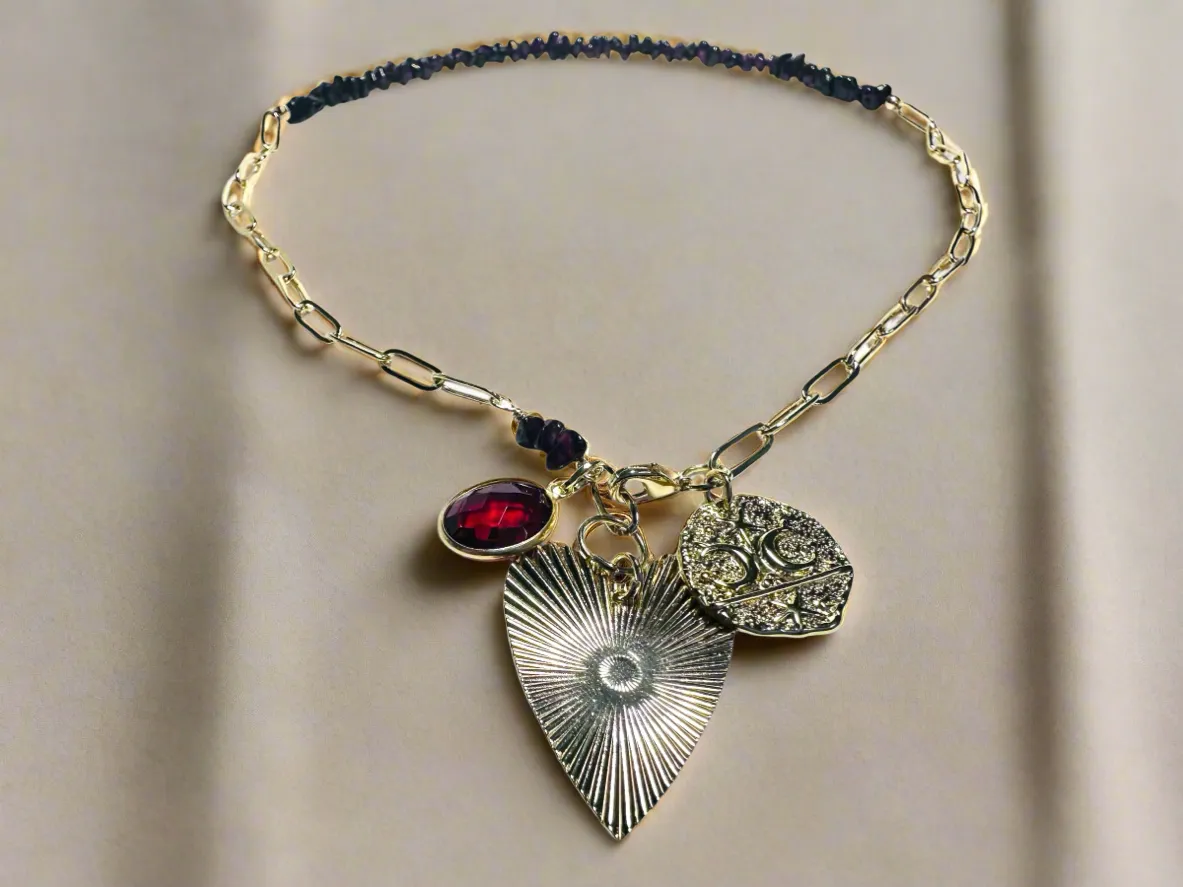 Garnet Charm Necklace
