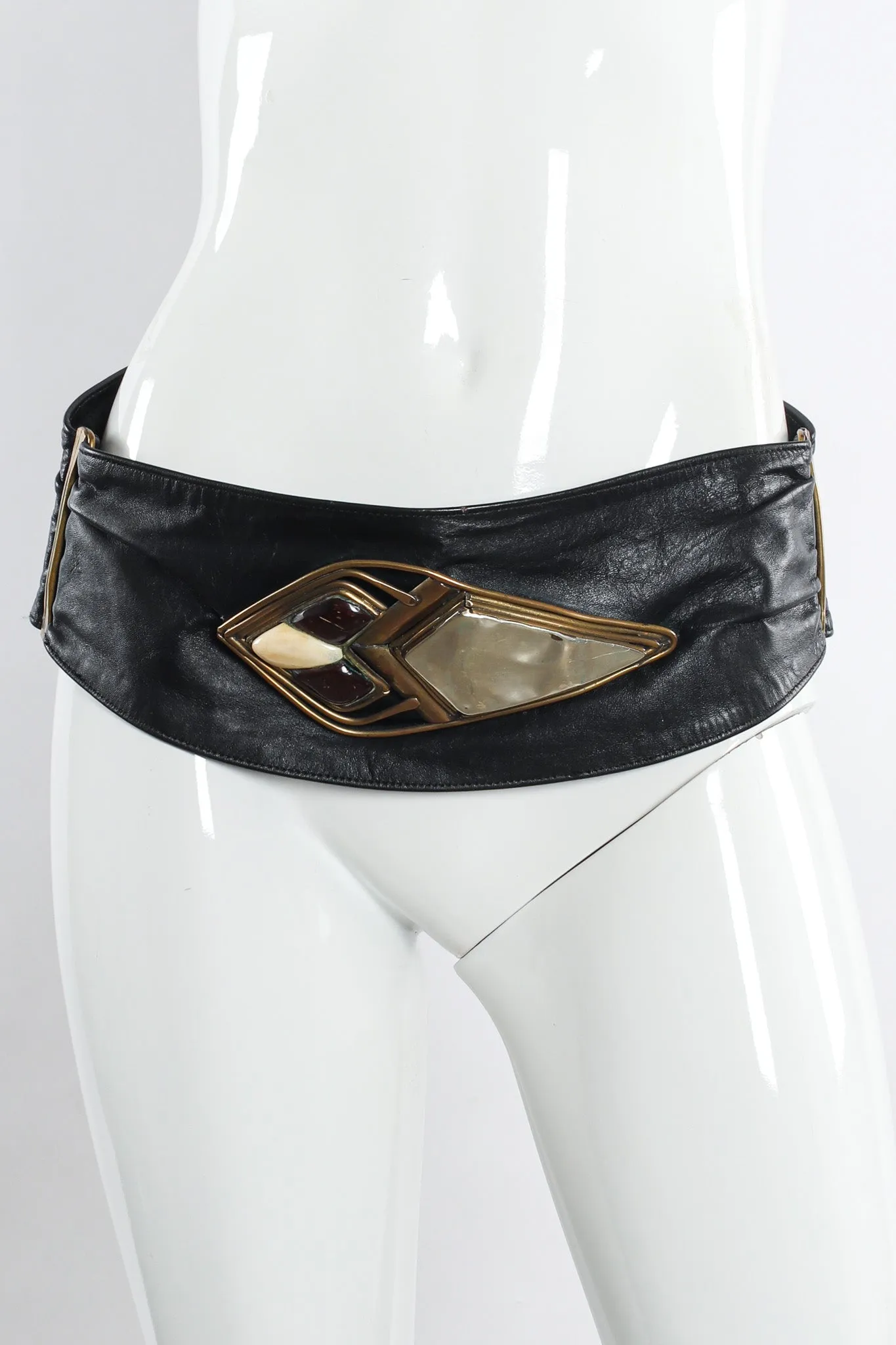 Geo Stone Leather Sash Belt