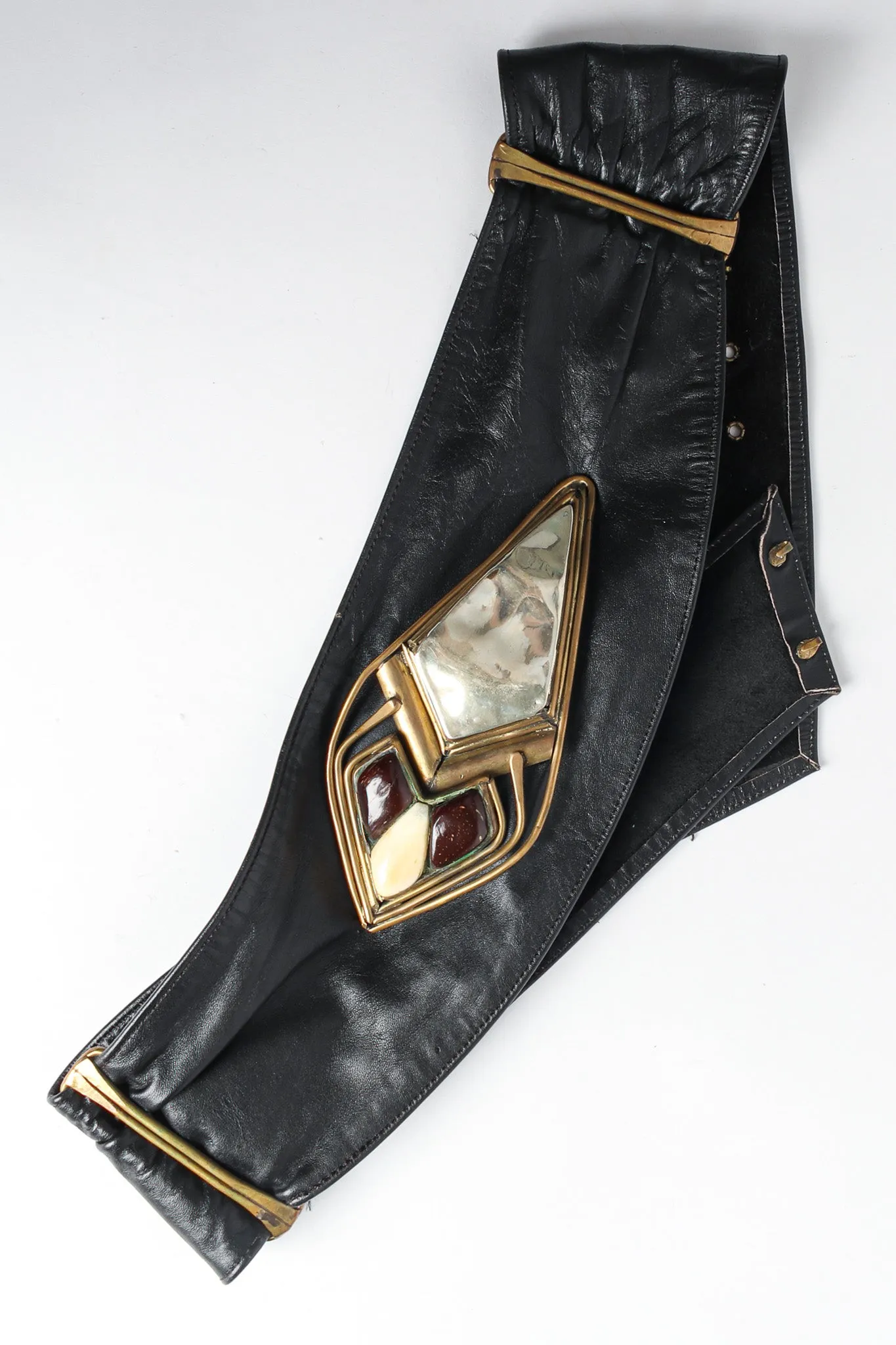 Geo Stone Leather Sash Belt