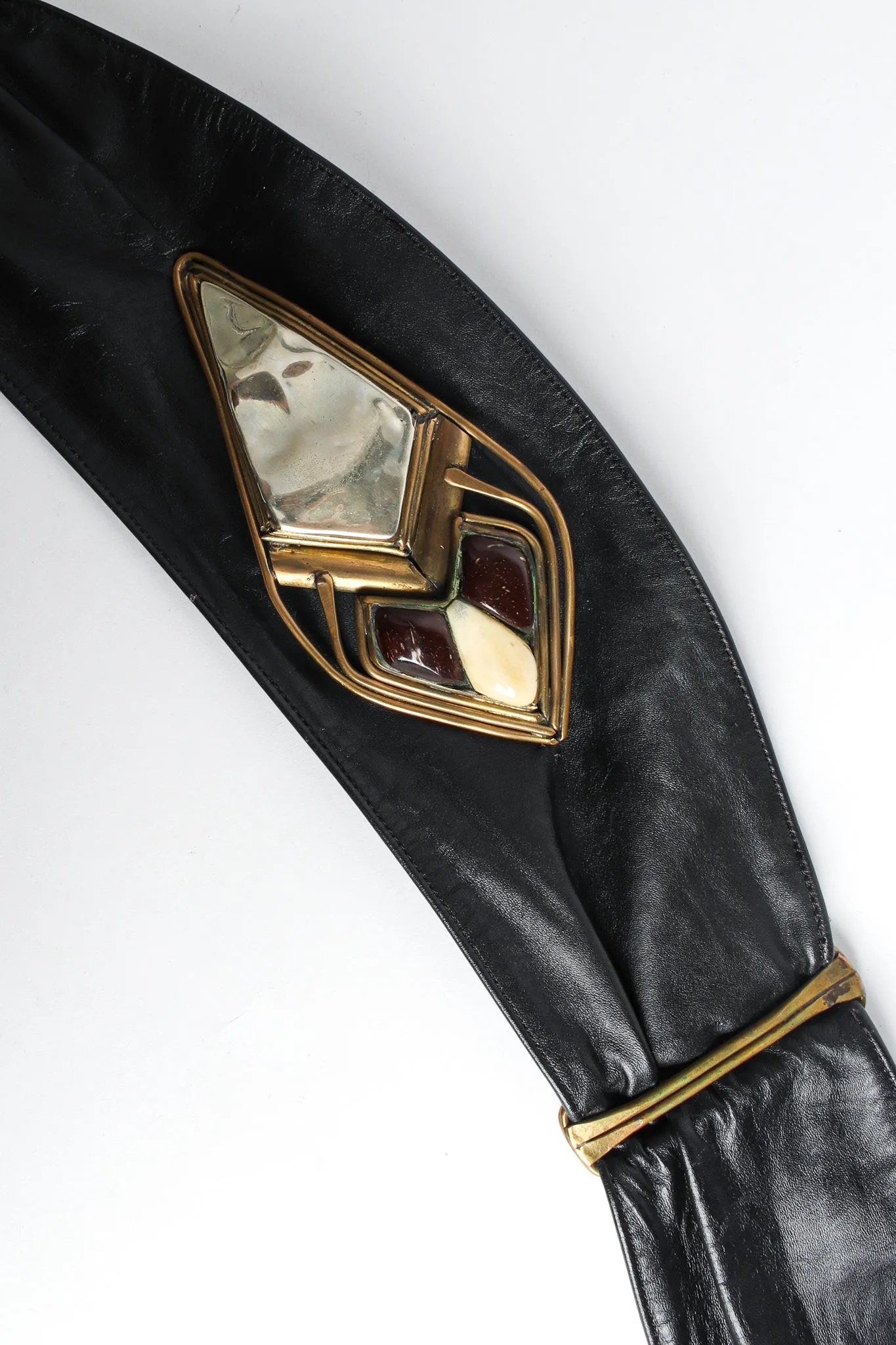 Geo Stone Leather Sash Belt