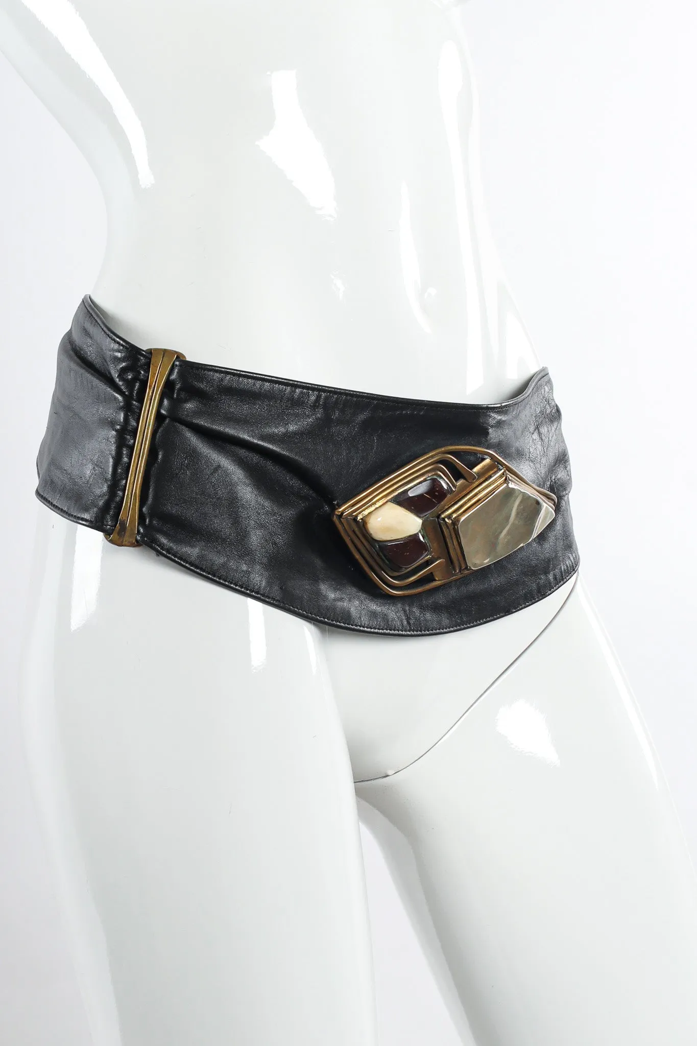Geo Stone Leather Sash Belt