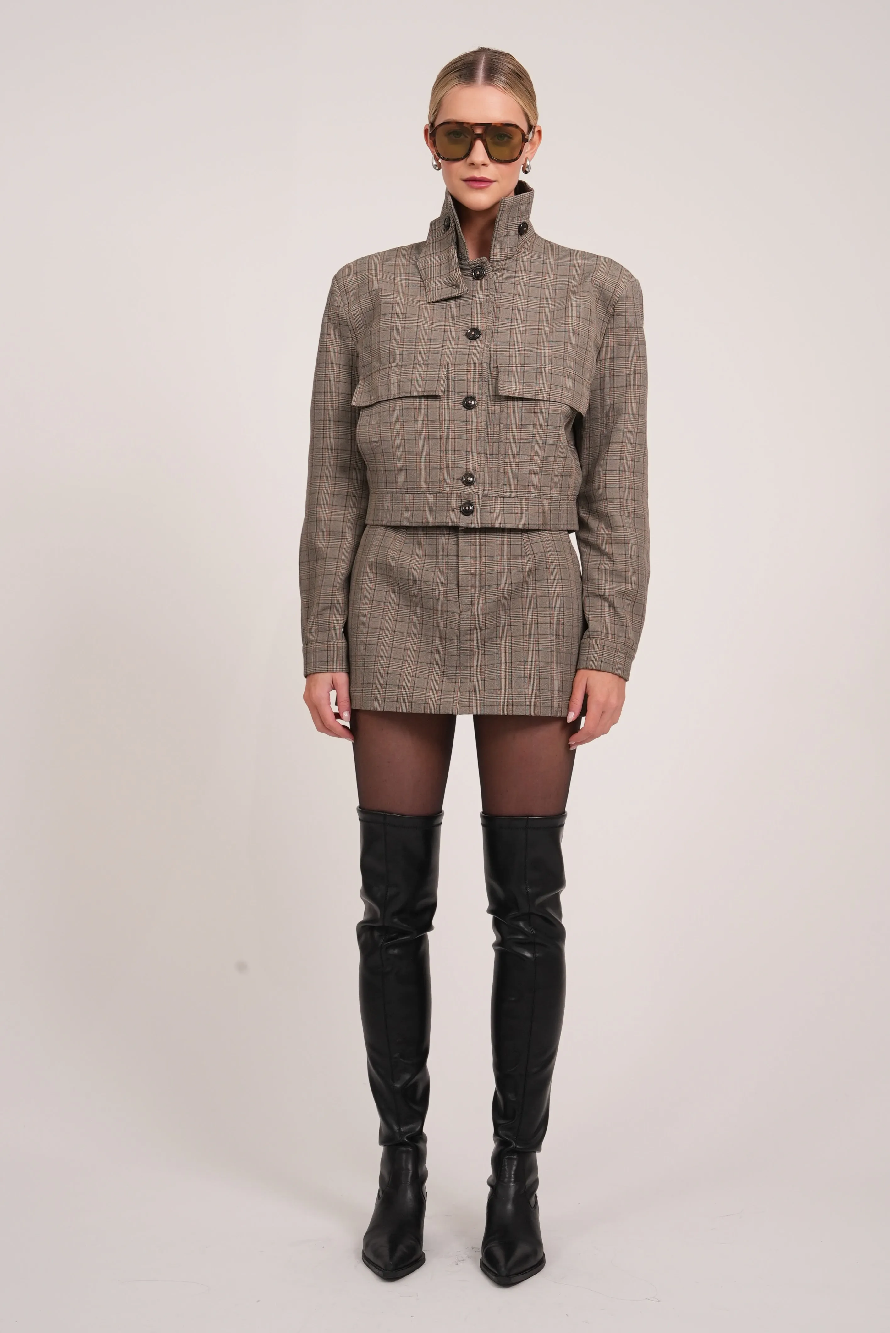 Gia Mini Skirt - Plaid Brown