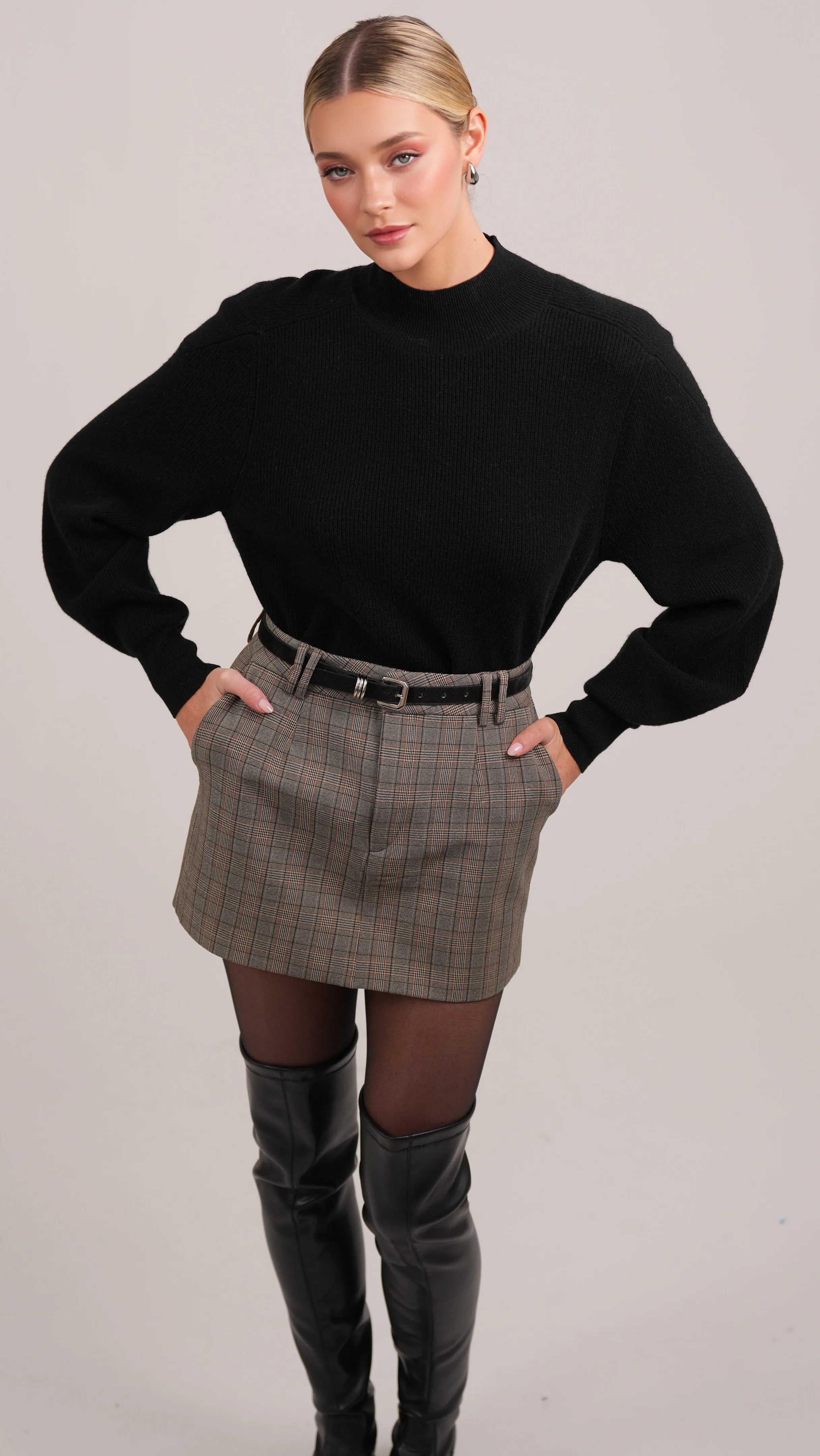 Gia Mini Skirt - Plaid Brown