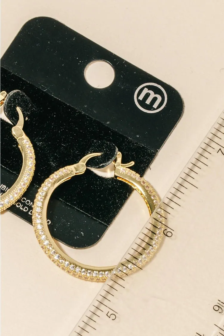 Gold Cubic Zirconia Hoop Earrings