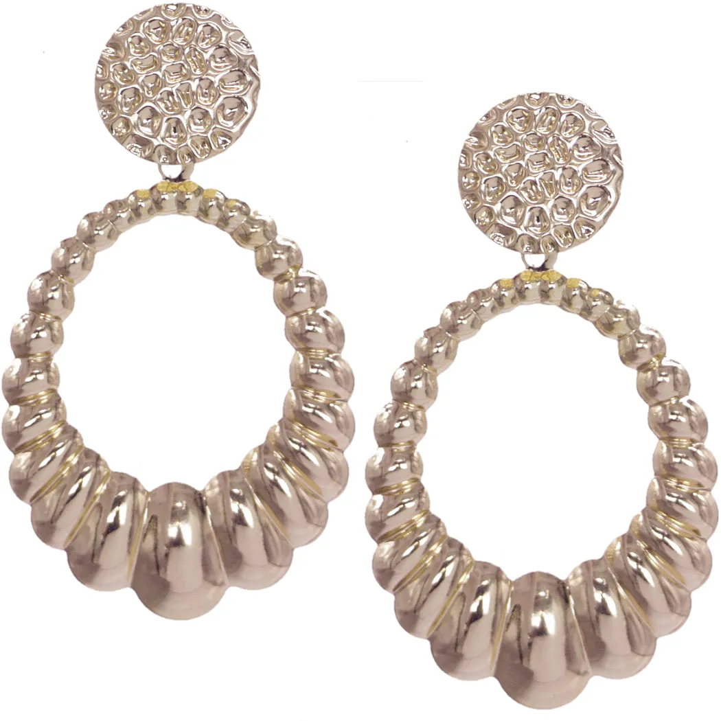 Gold Hammered Crescent Hoop Earrings