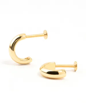 Gold Plated Surgical Steel Chunky Hoop Flat Backs 2-Pack