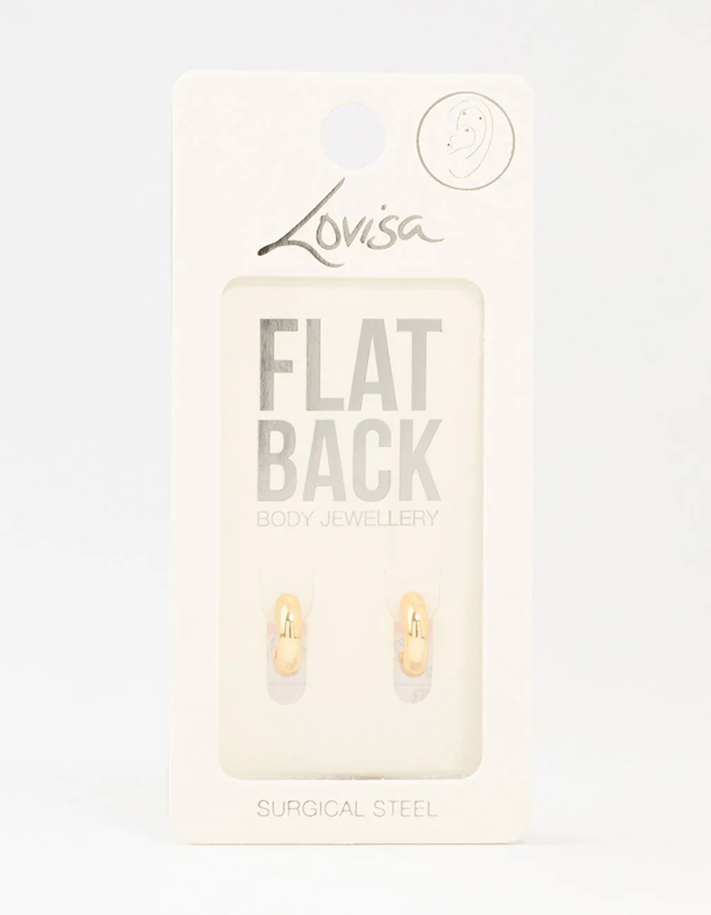 Gold Plated Surgical Steel Chunky Hoop Flat Backs 2-Pack