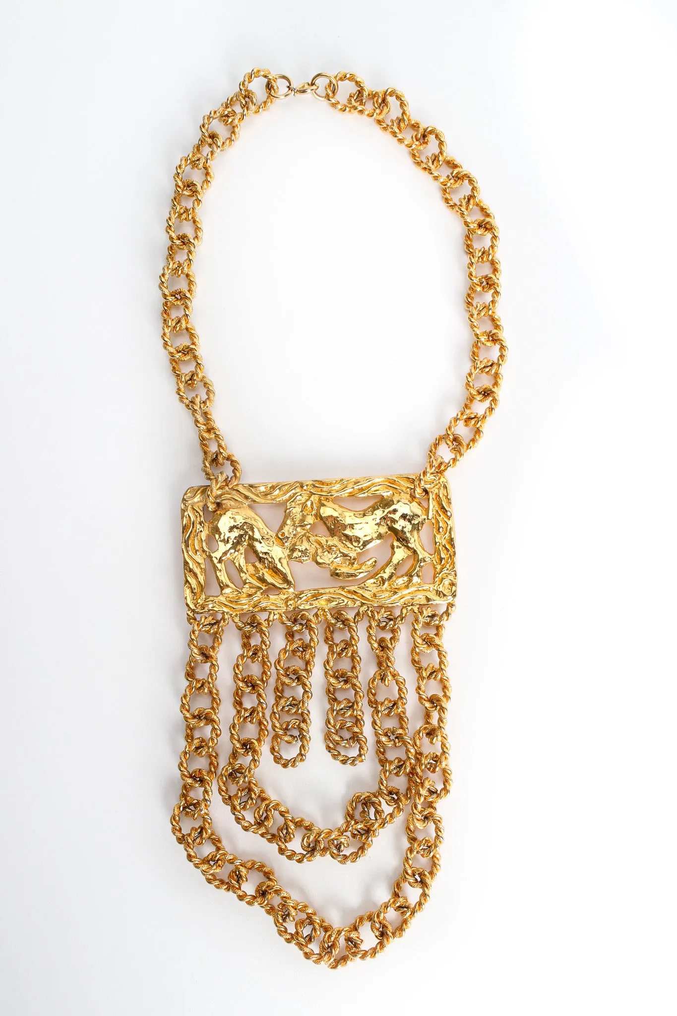 Golden Horse Pendant Rope Chain Necklace