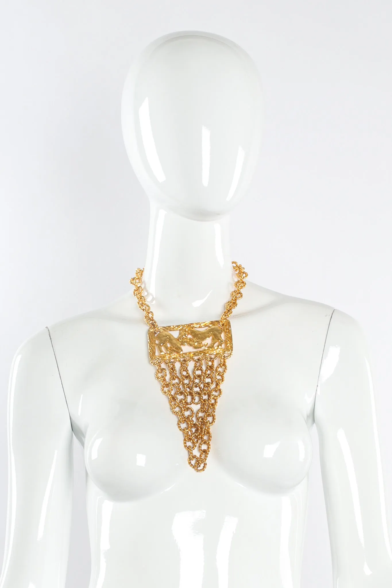 Golden Horse Pendant Rope Chain Necklace