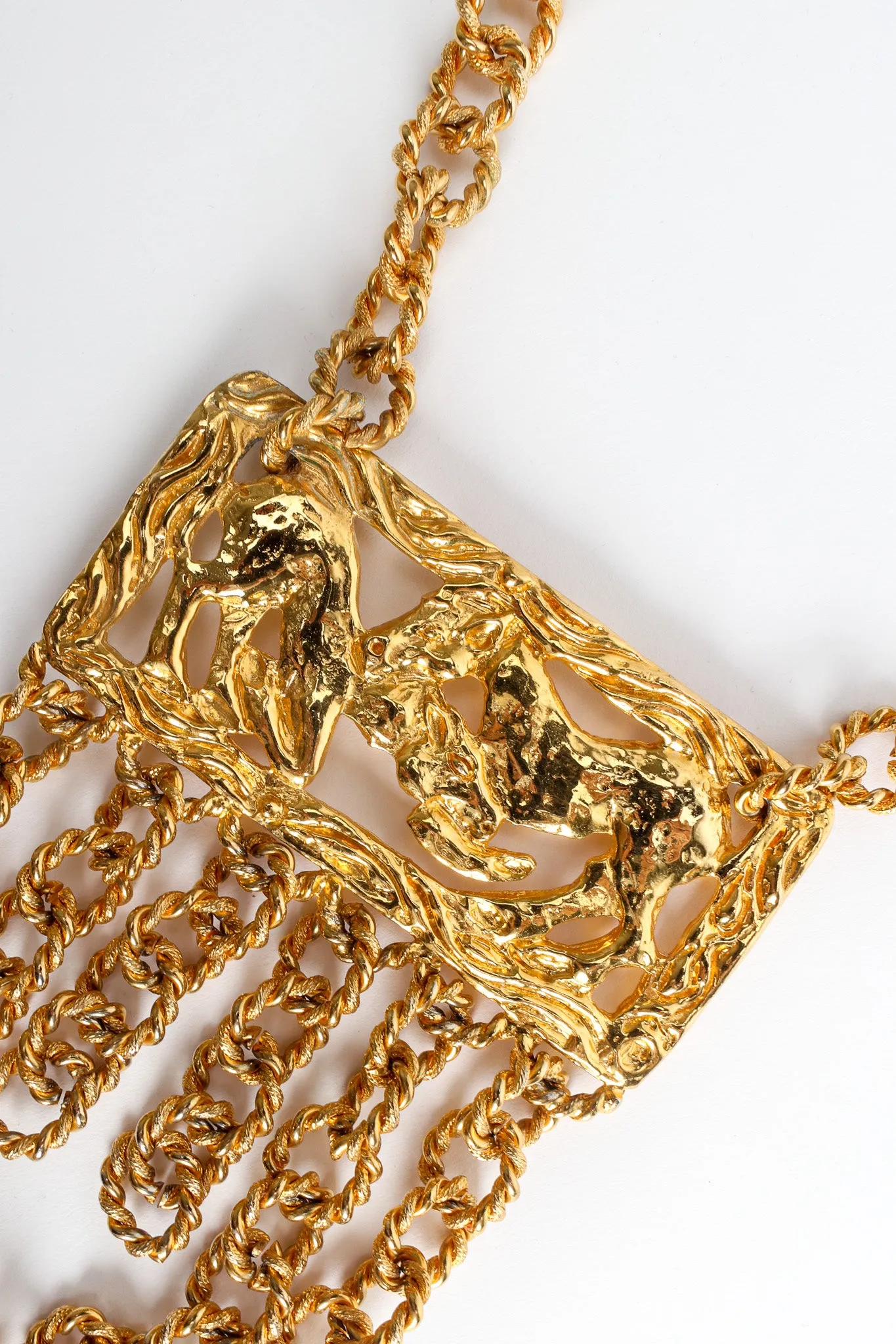 Golden Horse Pendant Rope Chain Necklace