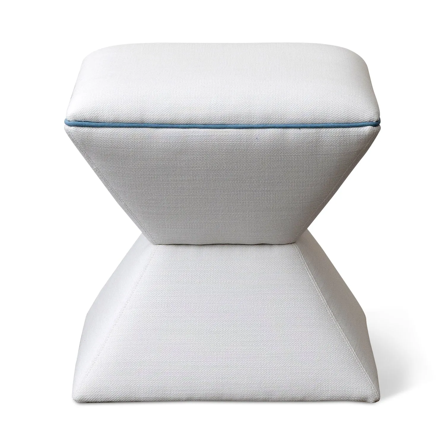 Hamilton Outdoor Ottoman in Fresno Alabaster Contrast Welt Davenport Blue