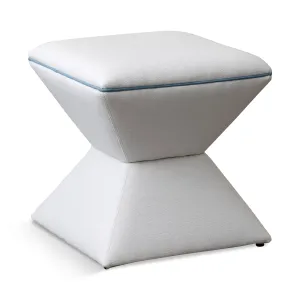 Hamilton Outdoor Ottoman in Fresno Alabaster Contrast Welt Davenport Blue