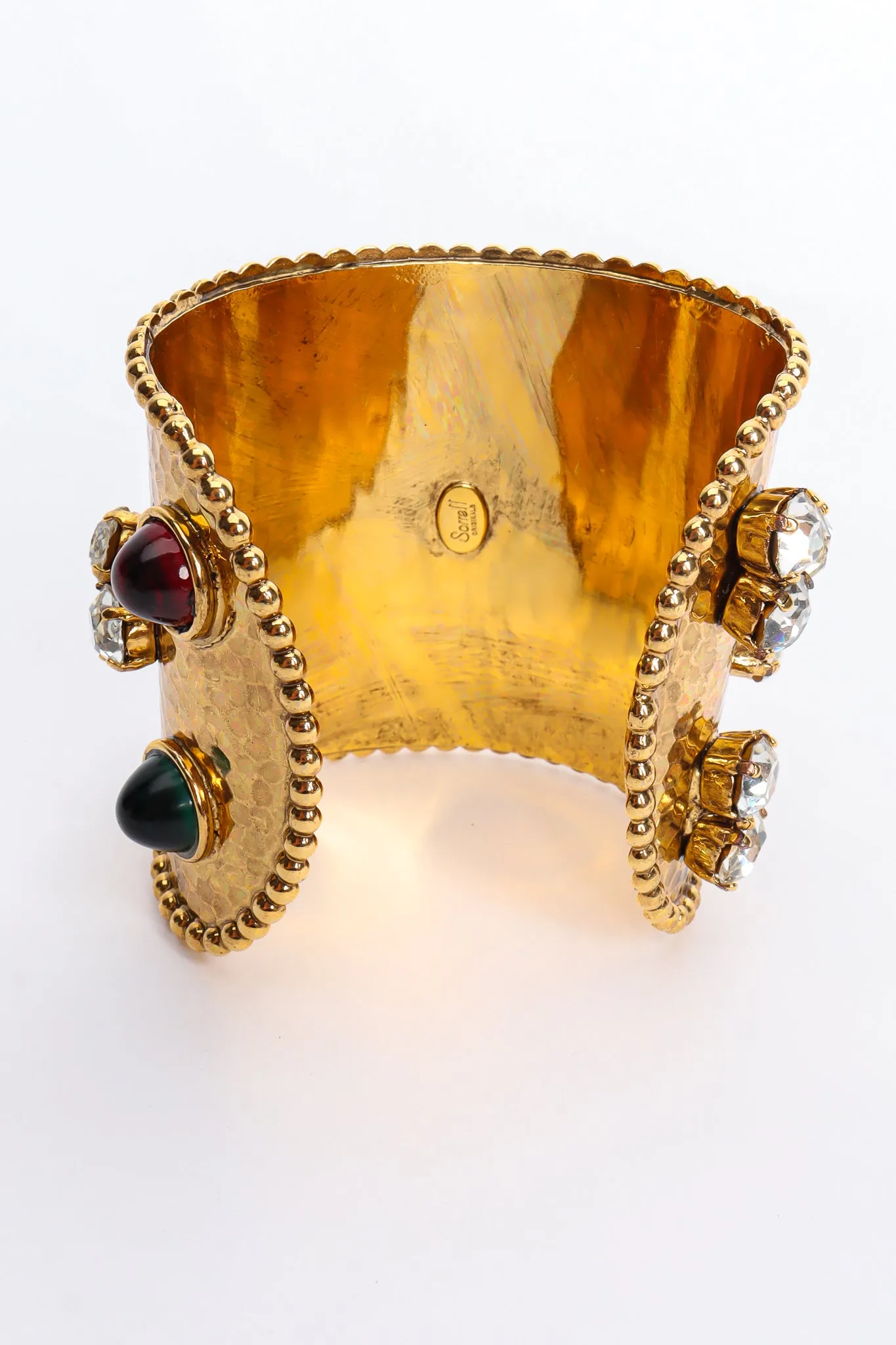 Hammered Cabochon Crystal Cuff II