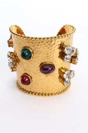 Hammered Cabochon Crystal Cuff II