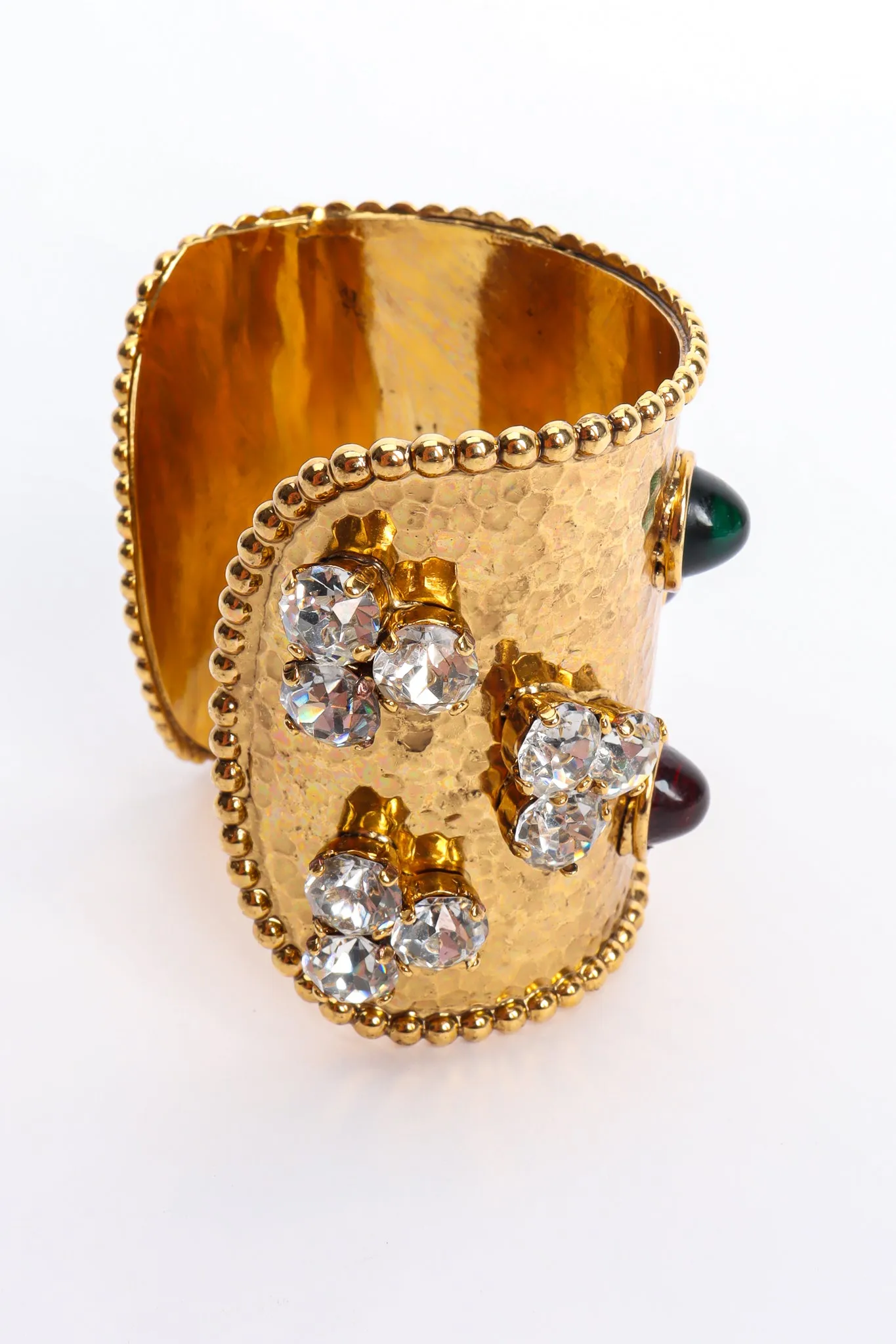 Hammered Cabochon Crystal Cuff II