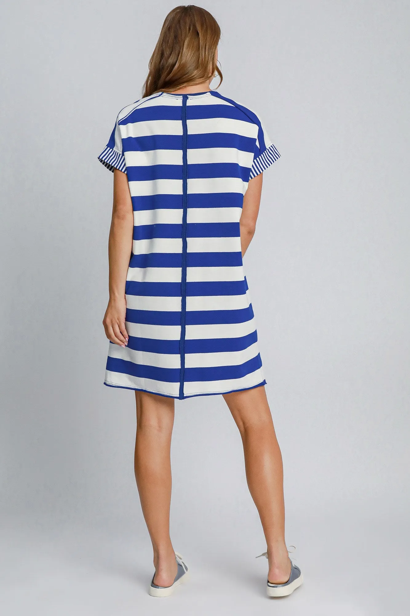 Hazel Blues® |  Umgee Peace Applique Striped Short Sleeve Mini Dress