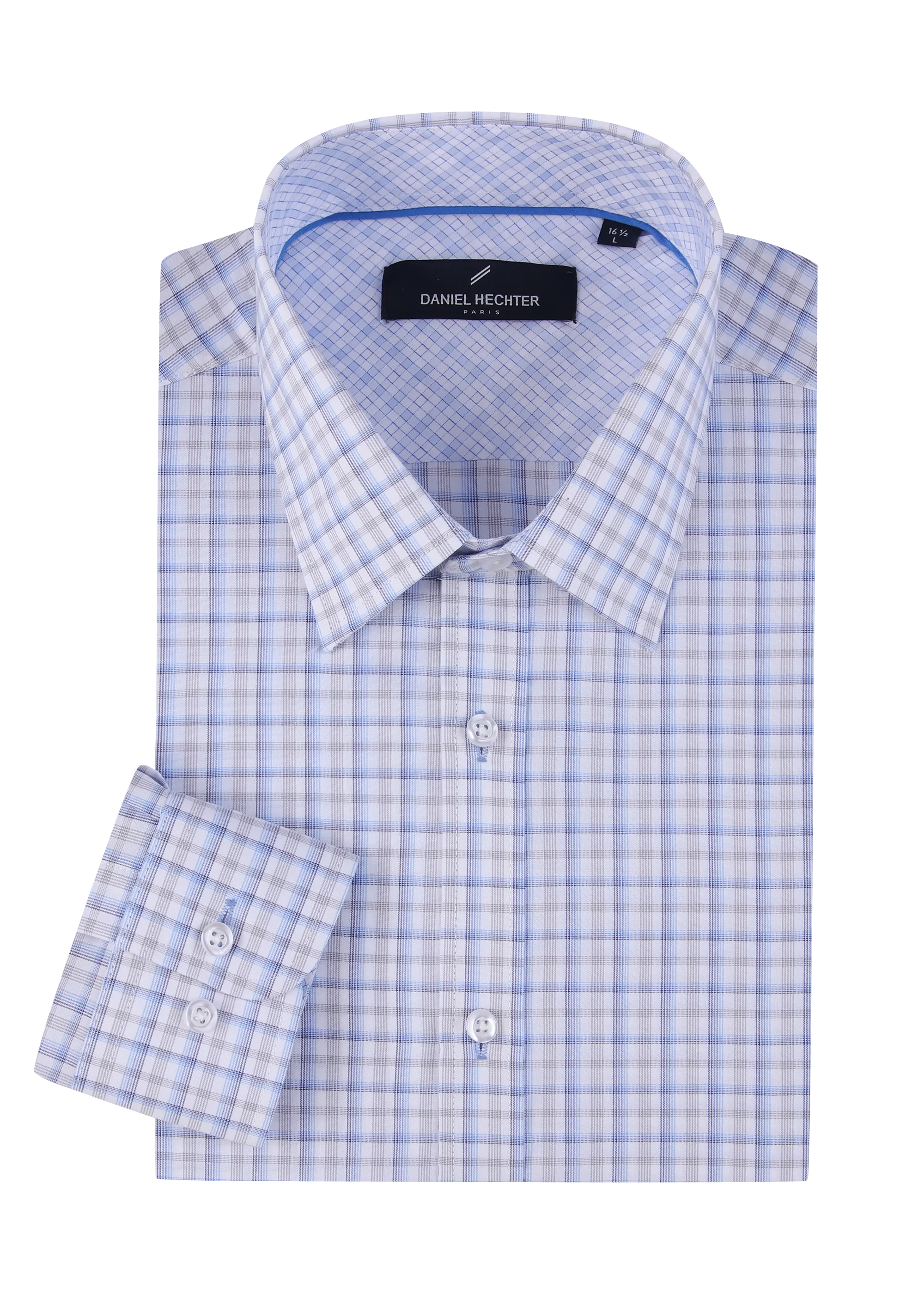 Hechter Paris Plaid Slim Fit Dress Shirt