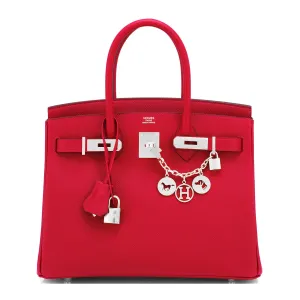 Hermes Rouge Casaque 30cm Birkin Bag Epsom Palladium Hardware