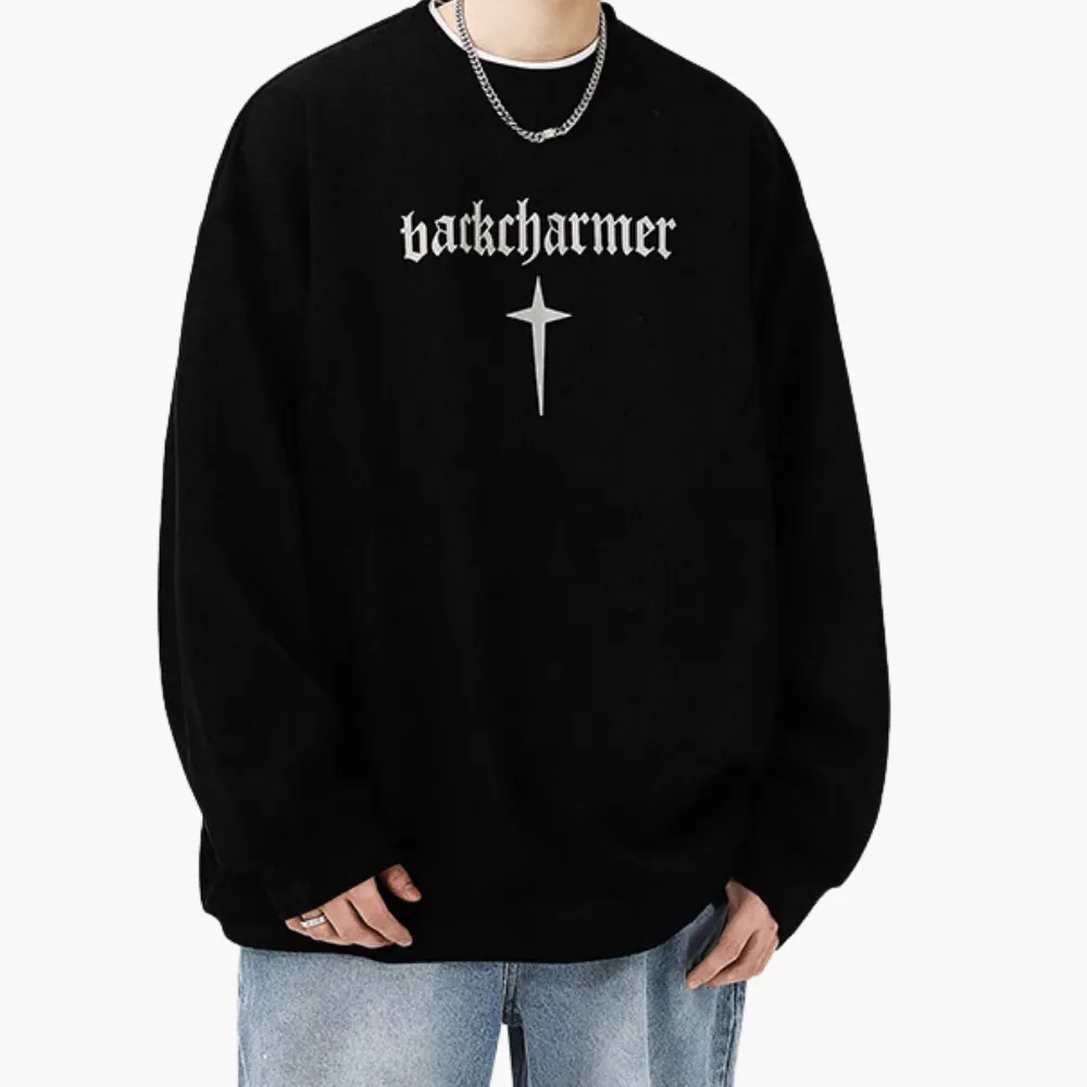 High Street Letter Cross Suede Sweatshirt
