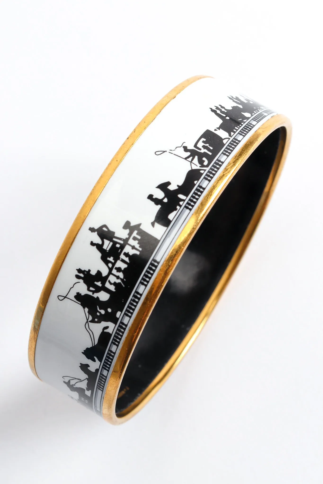 Horse Carriage Wide Enamel Bracelet