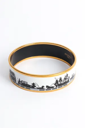 Horse Carriage Wide Enamel Bracelet