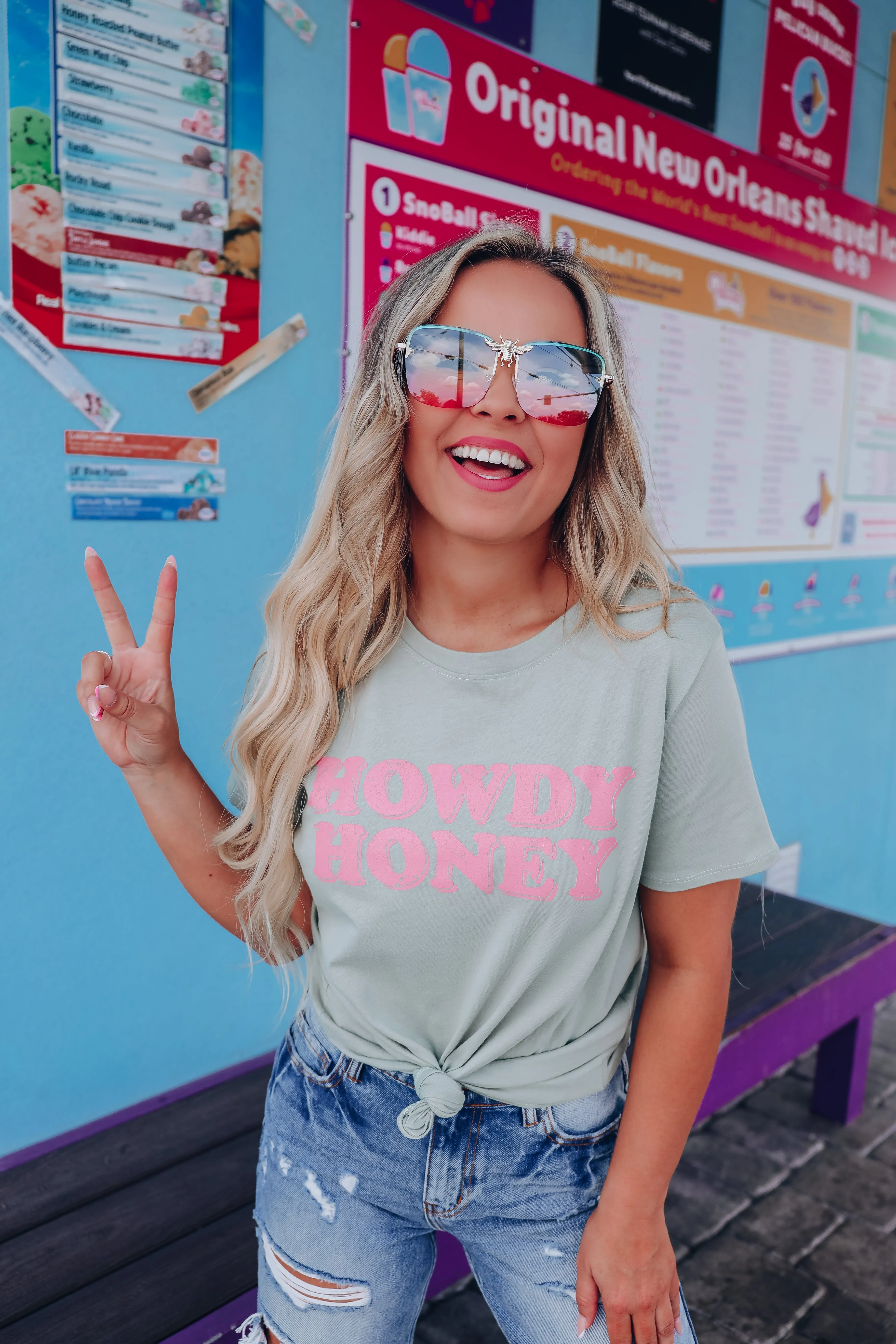 Howdy Honey Graphic Tee - Sage