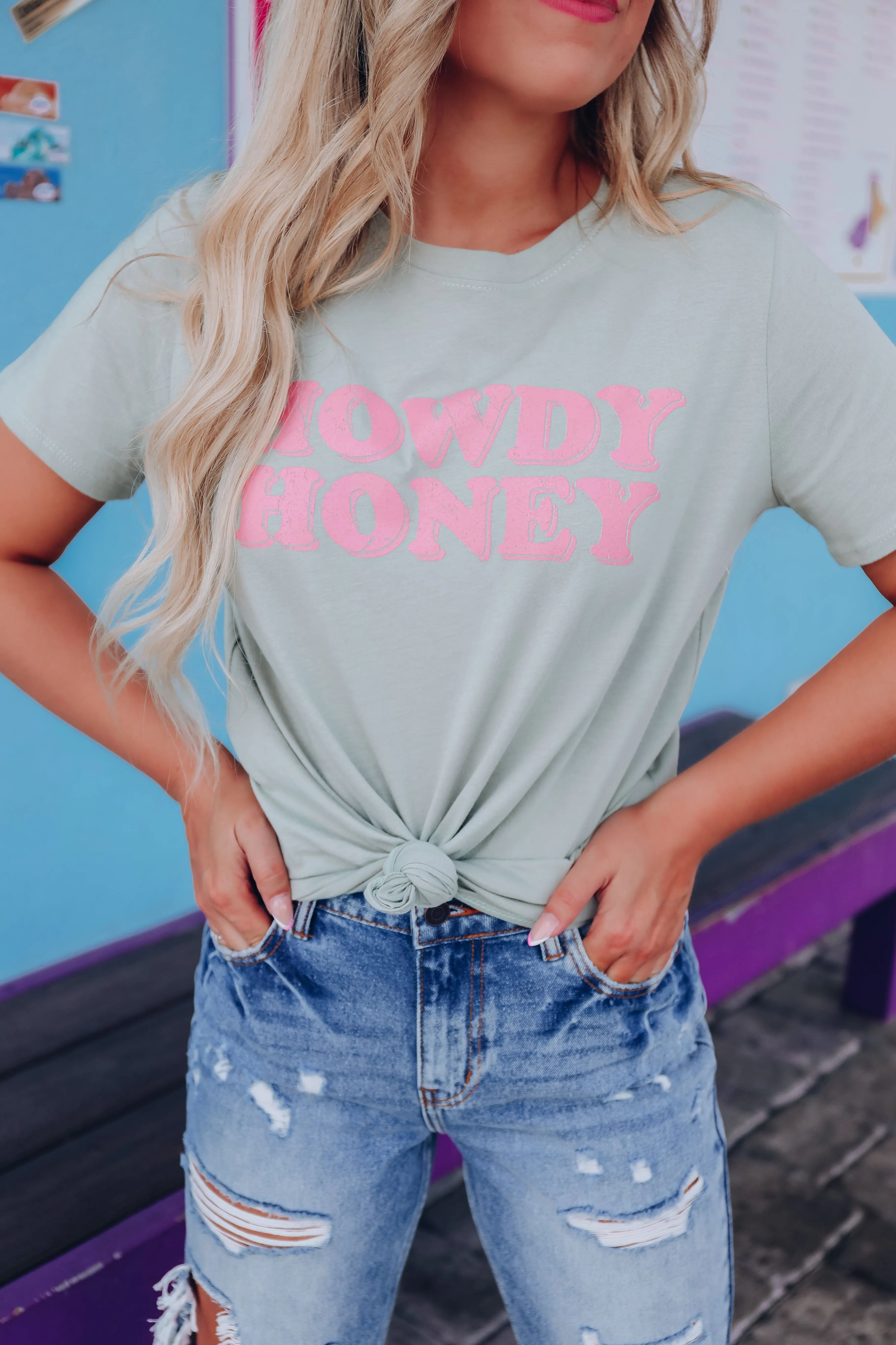 Howdy Honey Graphic Tee - Sage